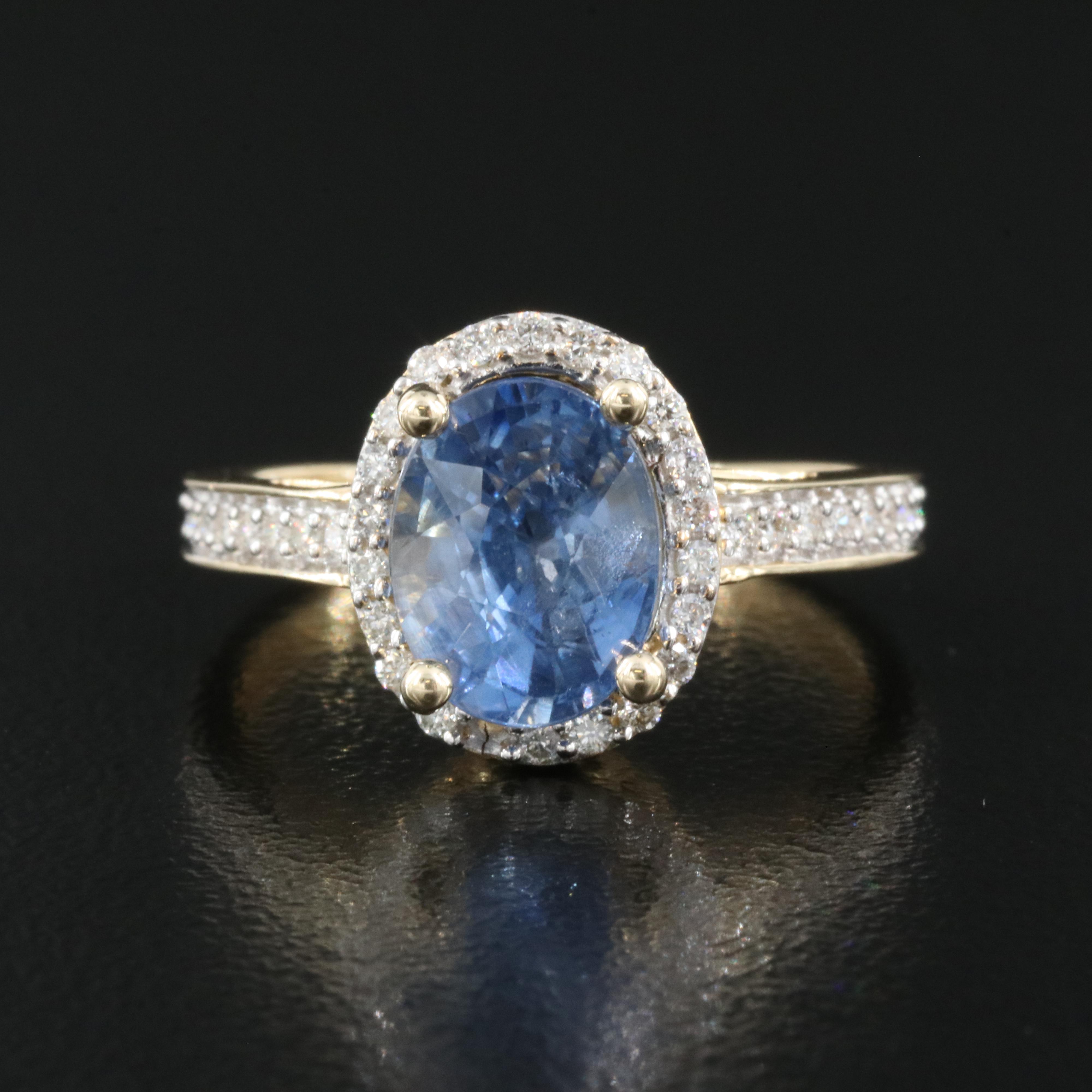 14K 2.80 CT Sapphire and Diamond Ring
