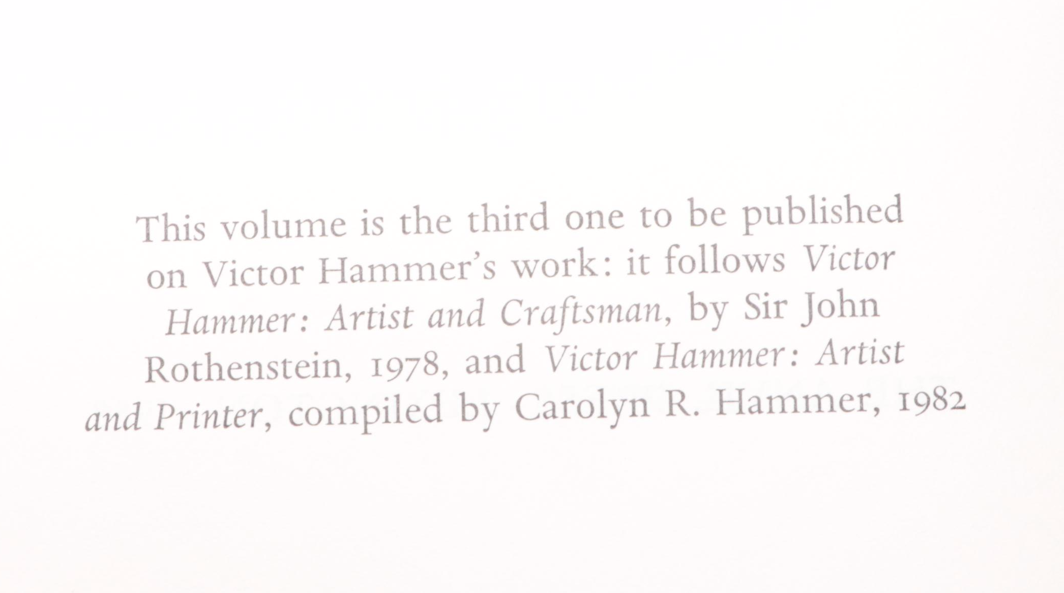 Handbound "Victor Hammer's Engravings and Woodcuts" and More Books