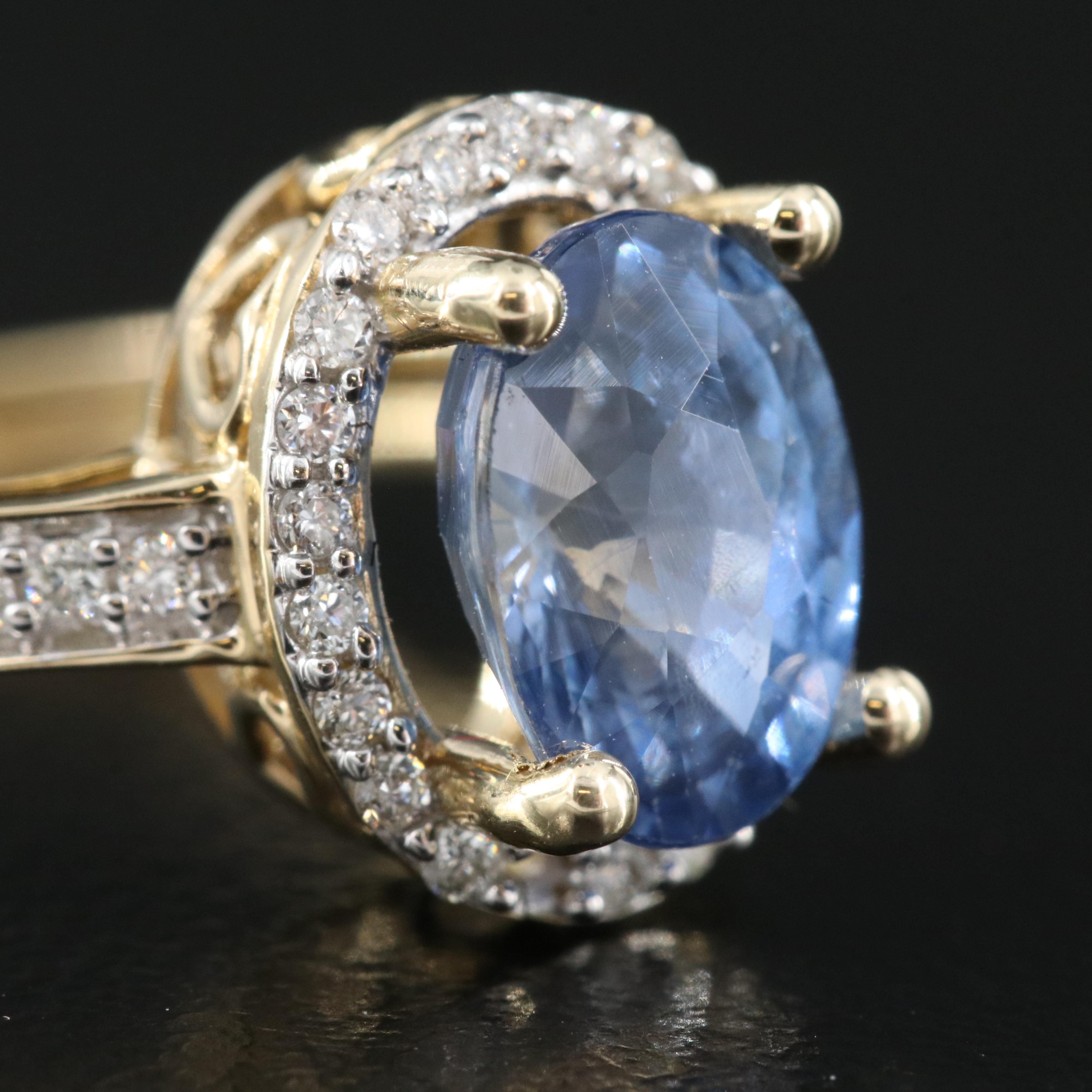 14K 2.80 CT Sapphire and Diamond Ring