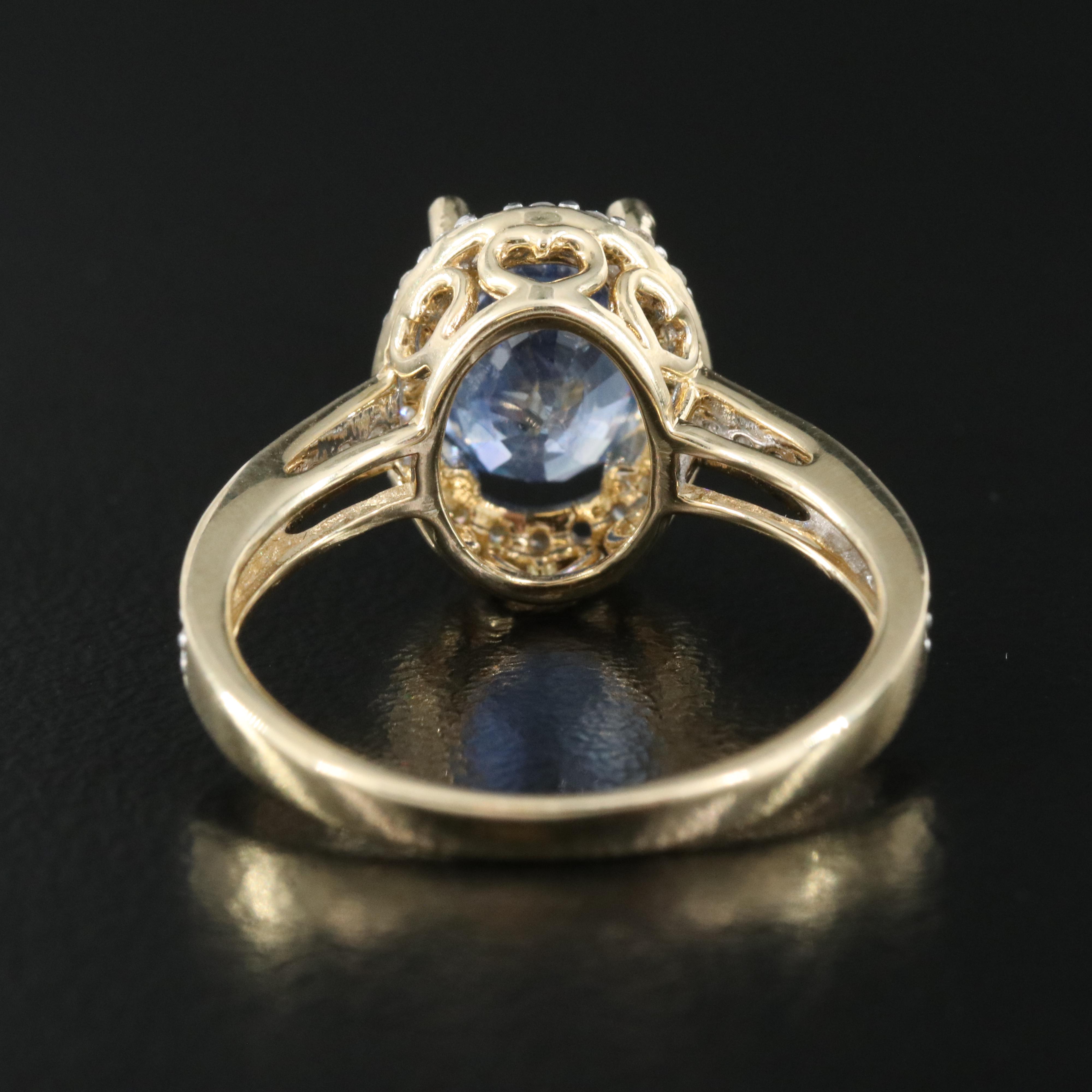 14K 2.80 CT Sapphire and Diamond Ring