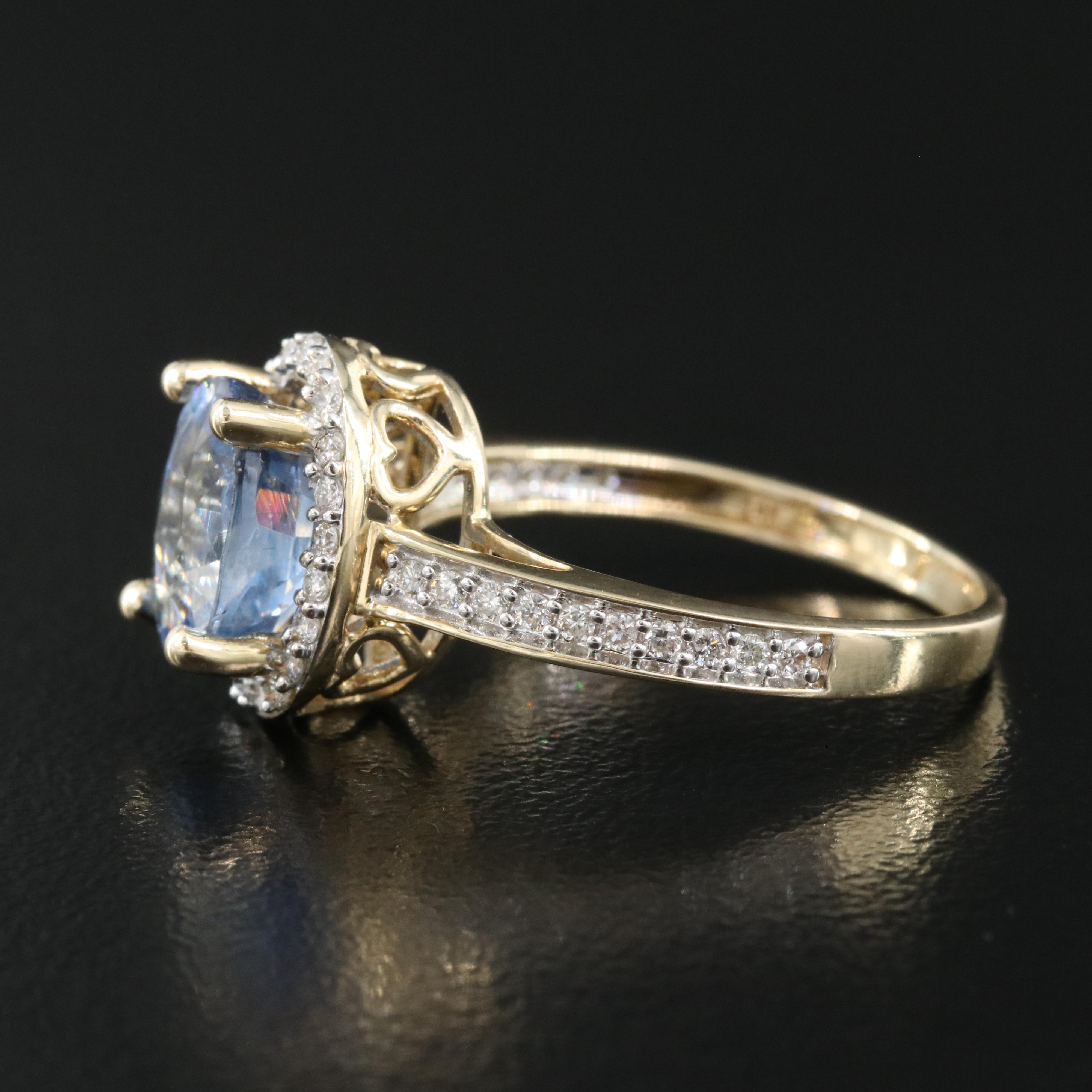 14K 2.80 CT Sapphire and Diamond Ring