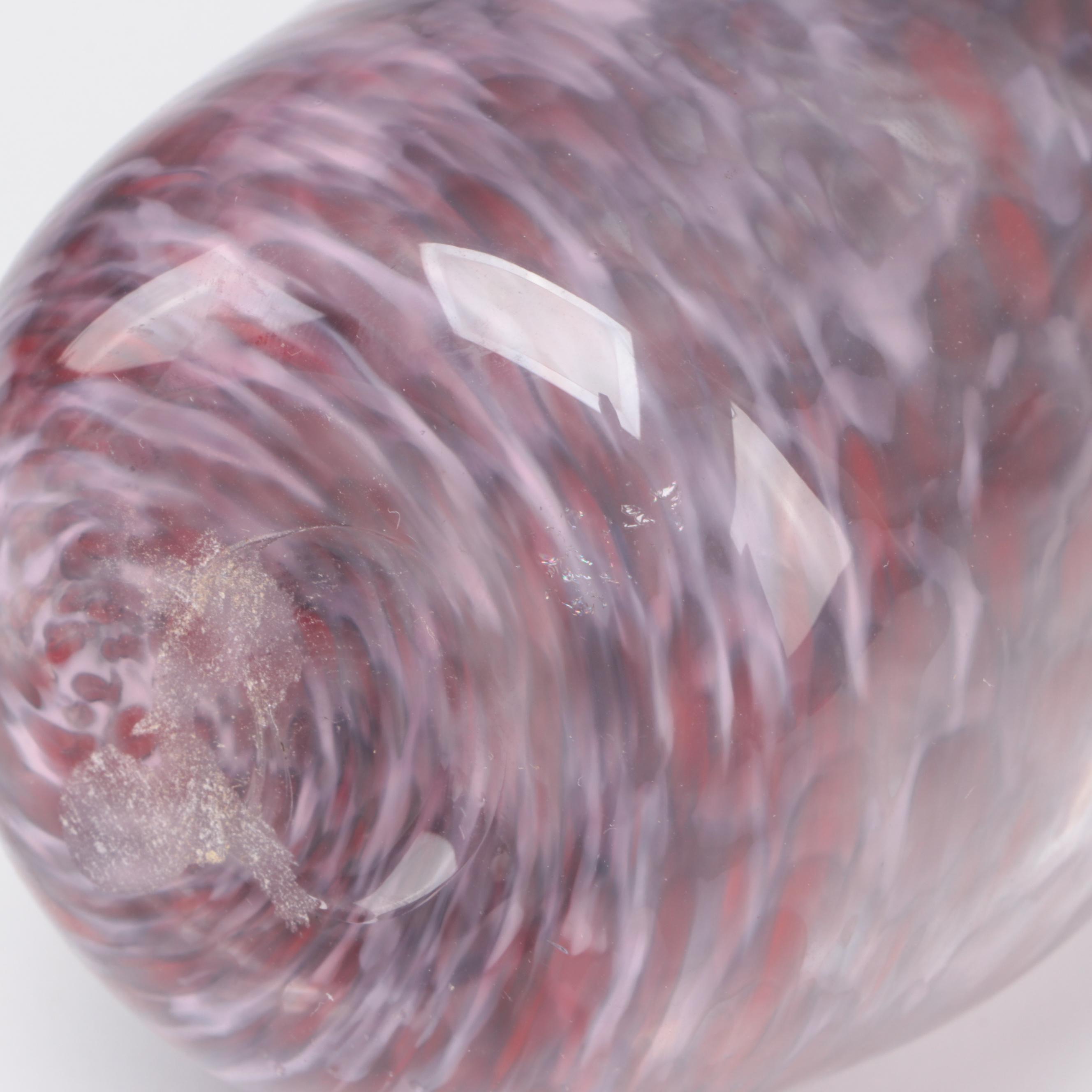 Art Nouveau Glass Company Painted Rueven Glass Vase and Pulled Art Glass Vase