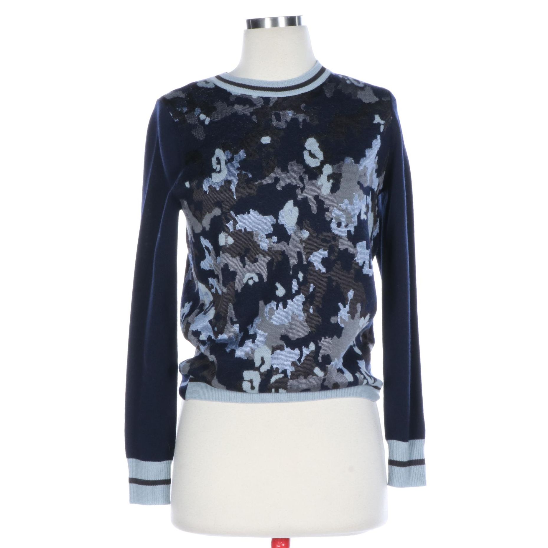 3.1 Phillip Lim Merino Wool Blend Camouflage Intarsia Sweater