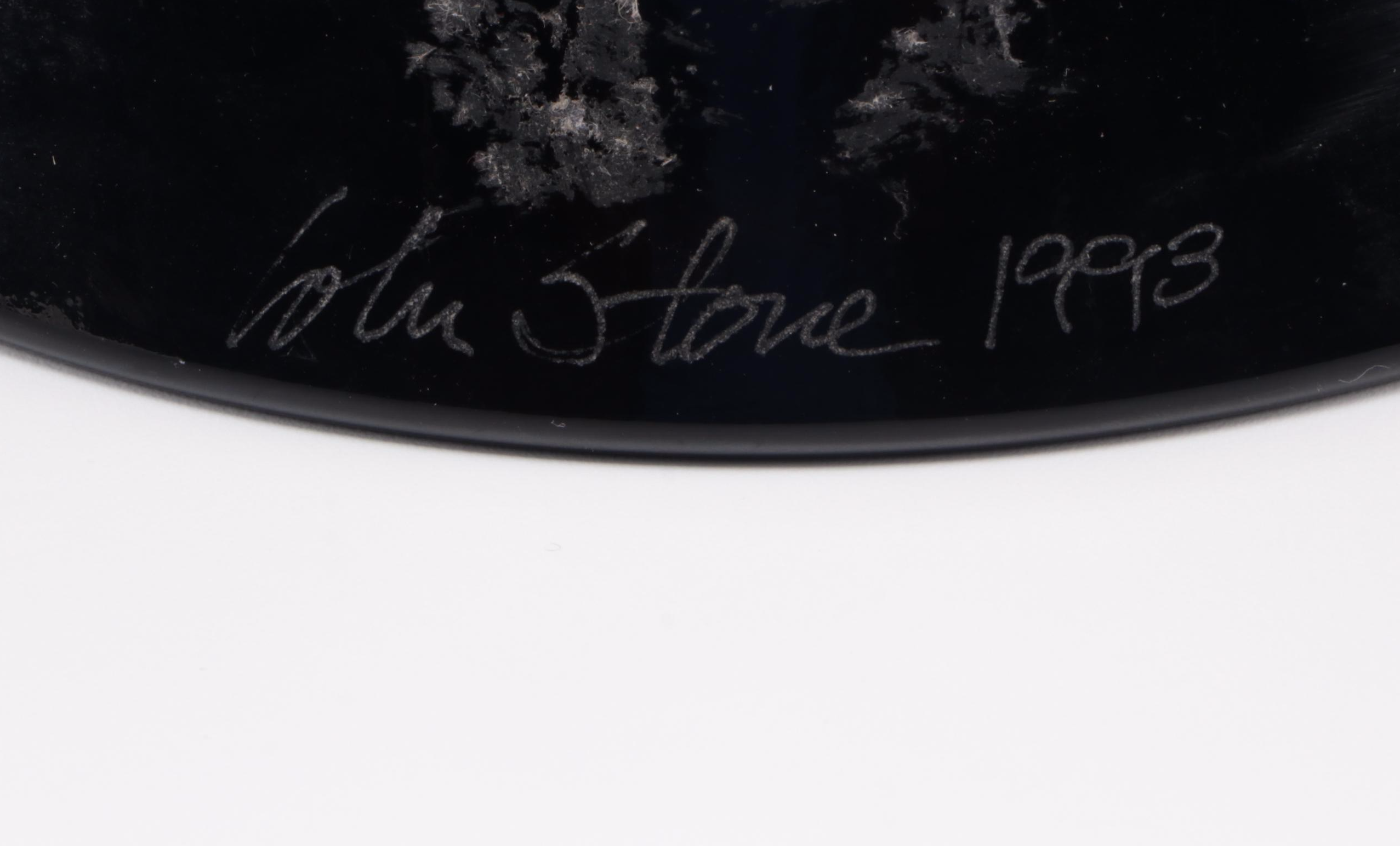 Cohn-Stone Studios Signed Art Glass Tortoise Shell Footed Urn Vase, 1993