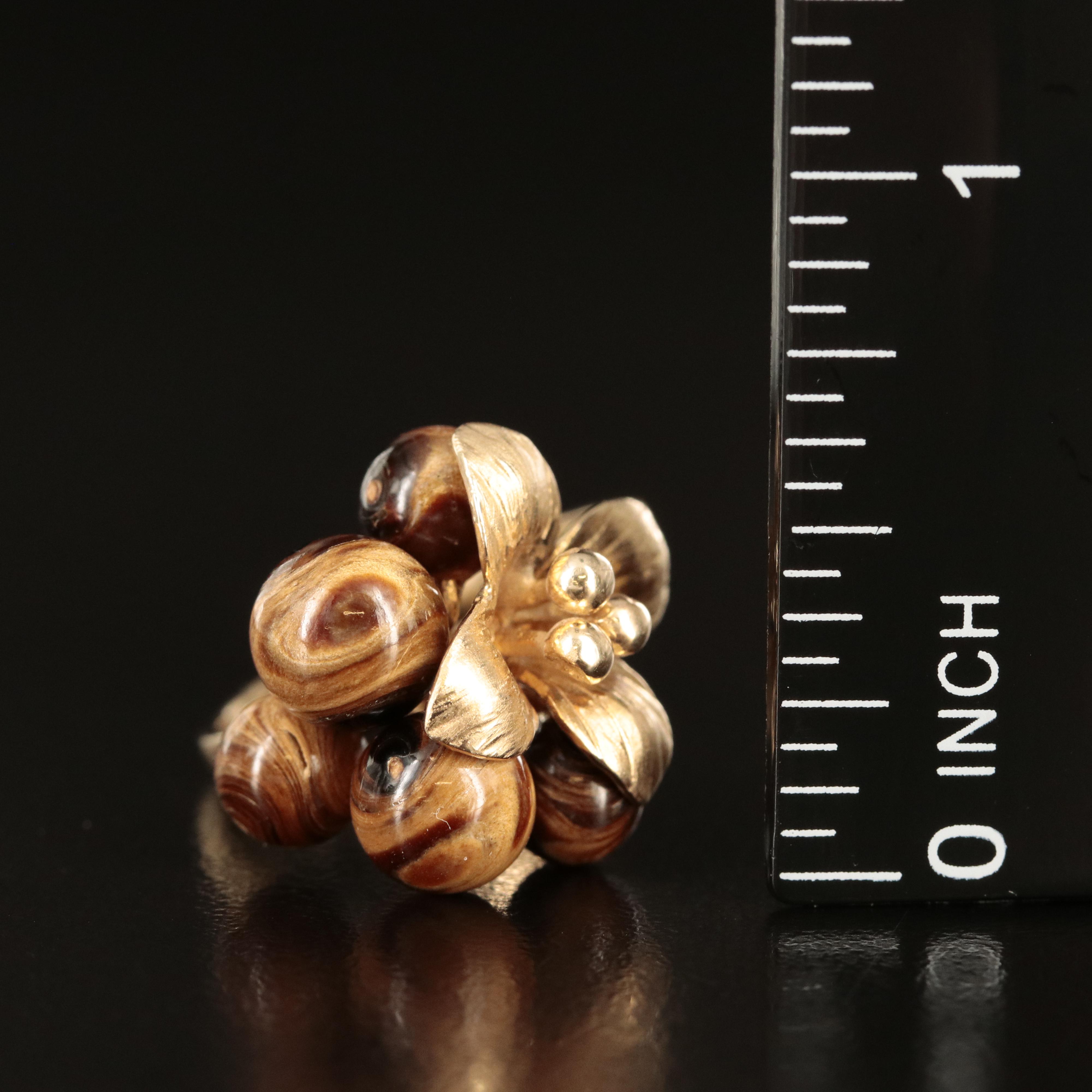 14K Coral Grape Cluster Ring