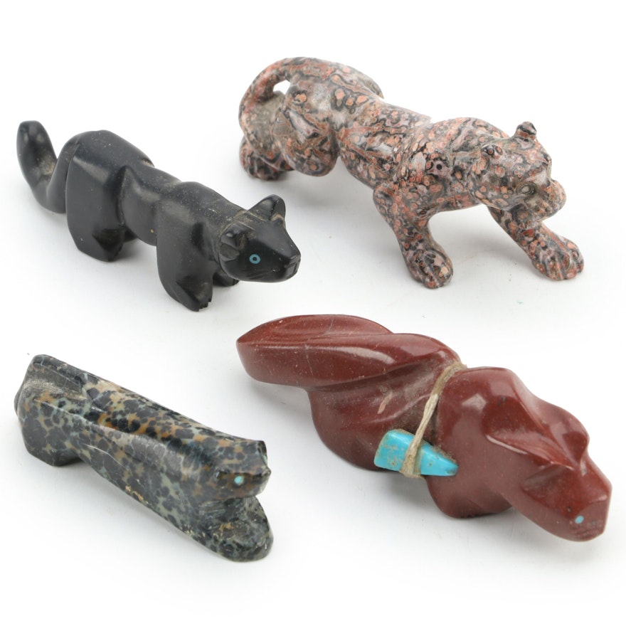 Hand-Carved Dalmation Jasper, Orbicular Jasper, Other Stone Fetishes and Figure
