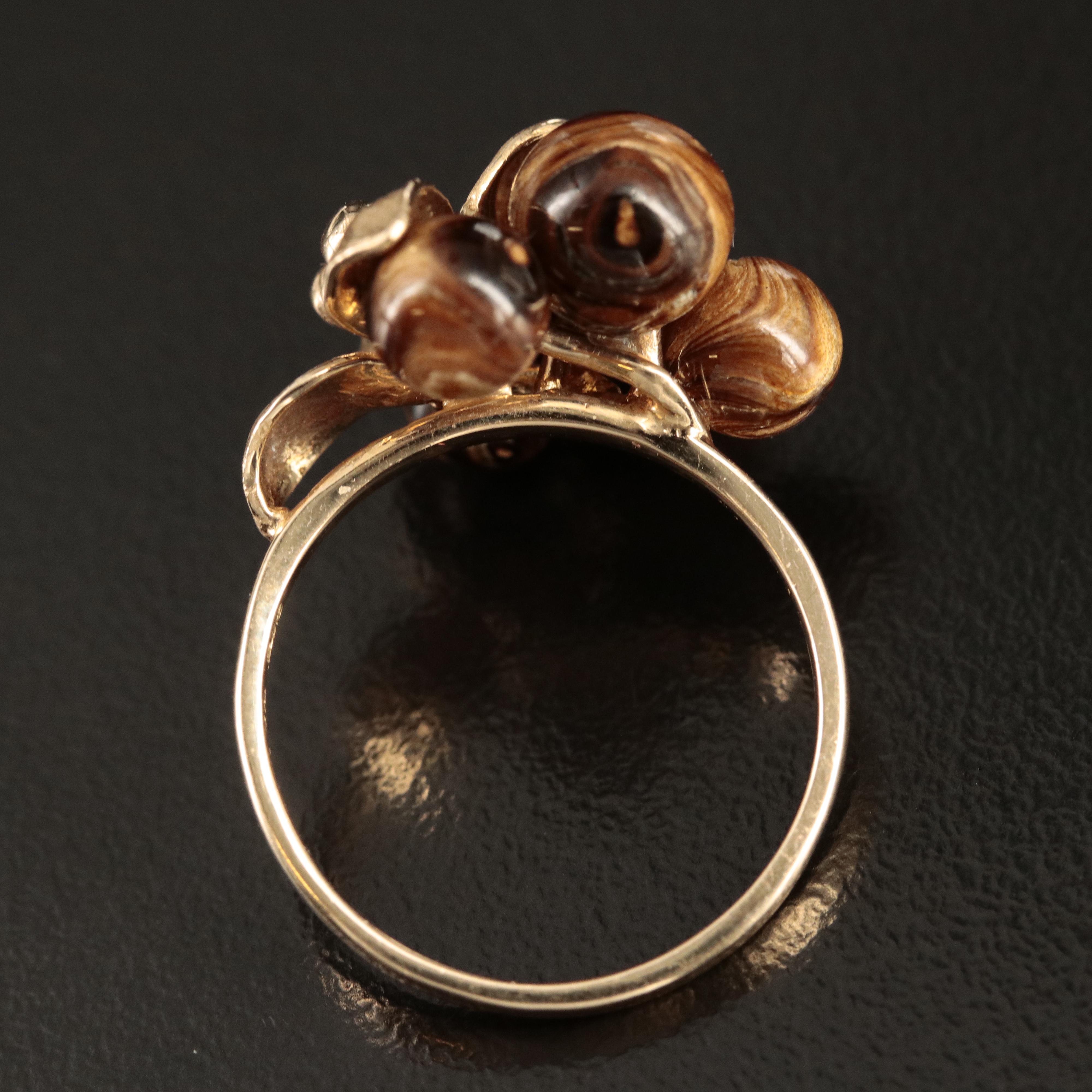 14K Coral Grape Cluster Ring