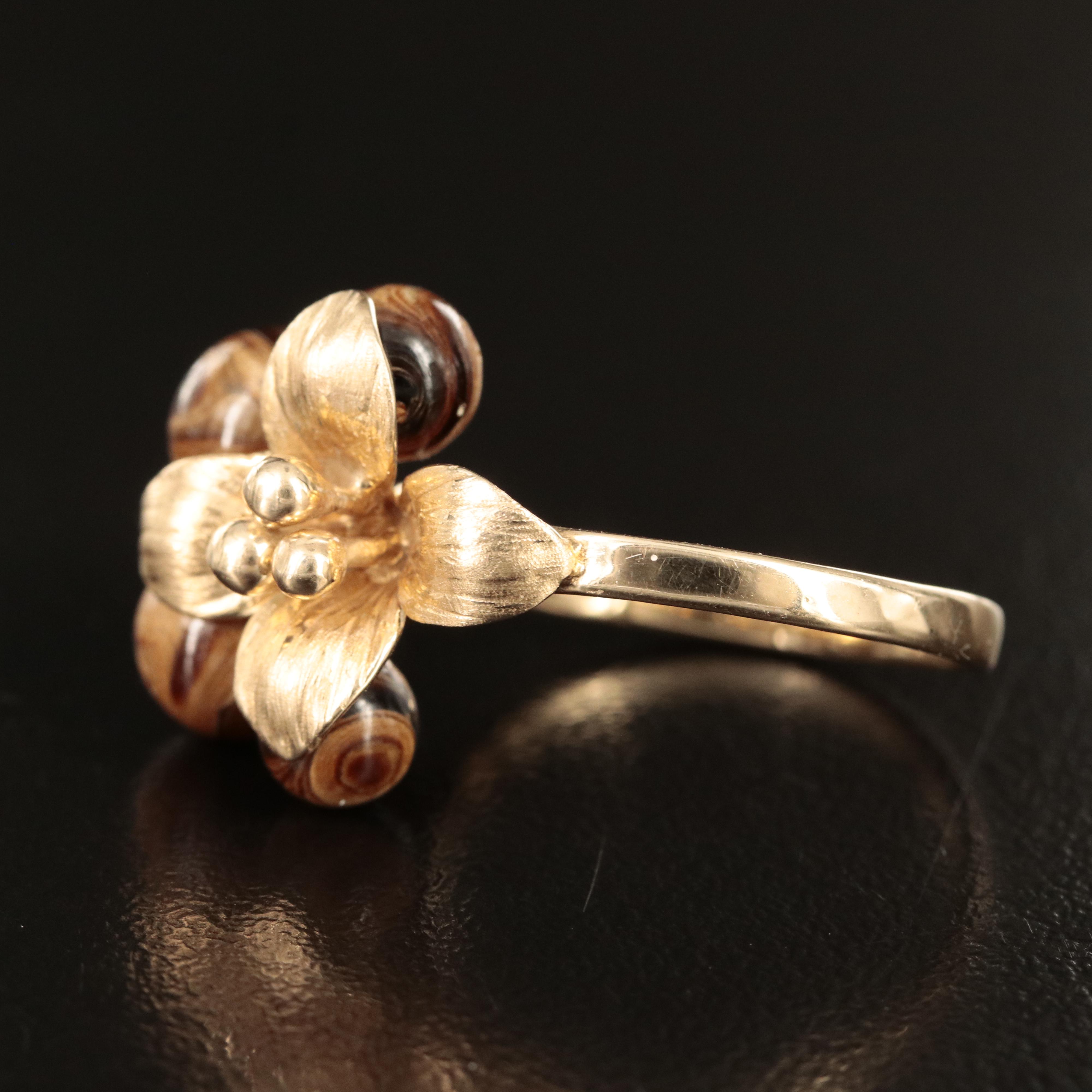 14K Coral Grape Cluster Ring