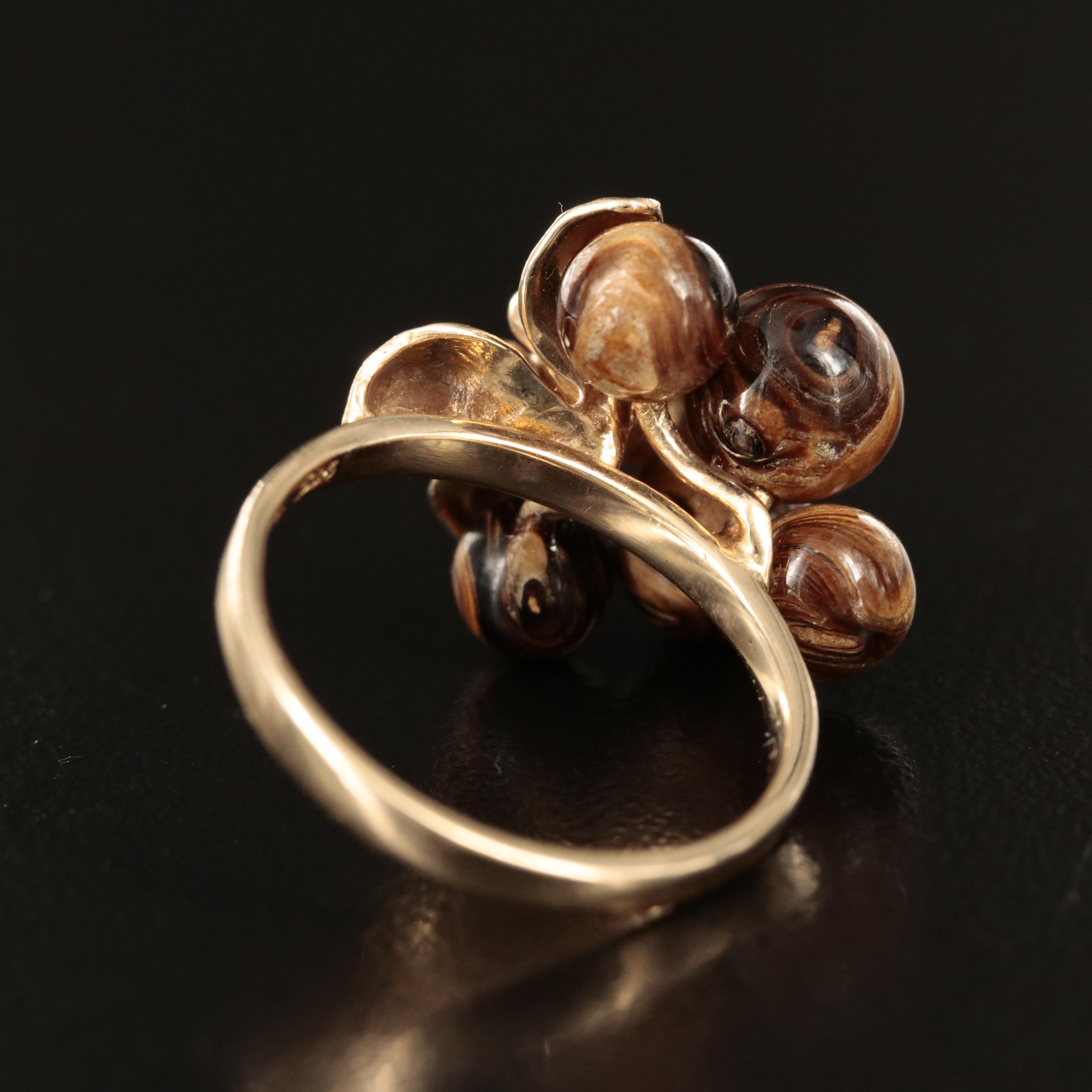 14K Coral Grape Cluster Ring