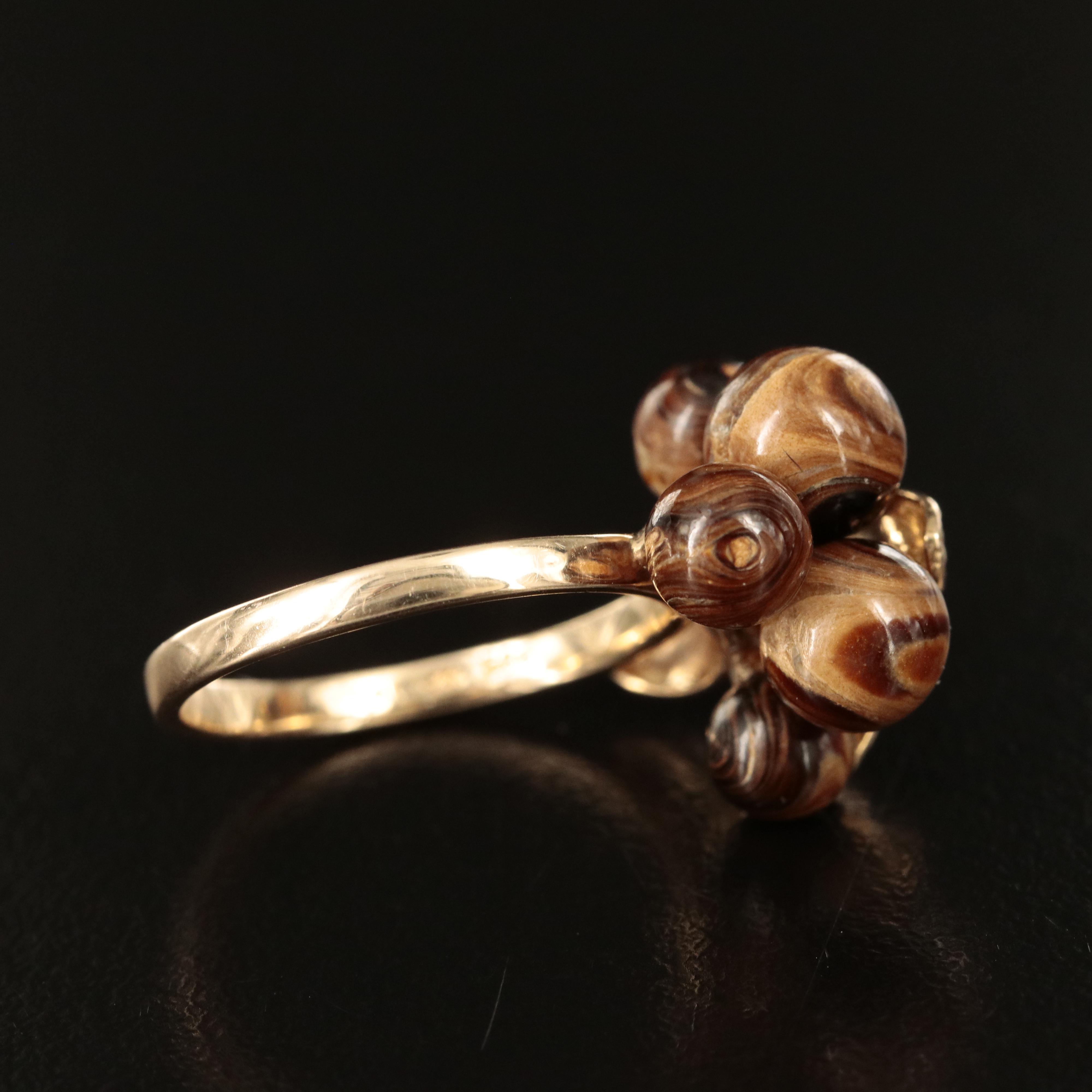14K Coral Grape Cluster Ring