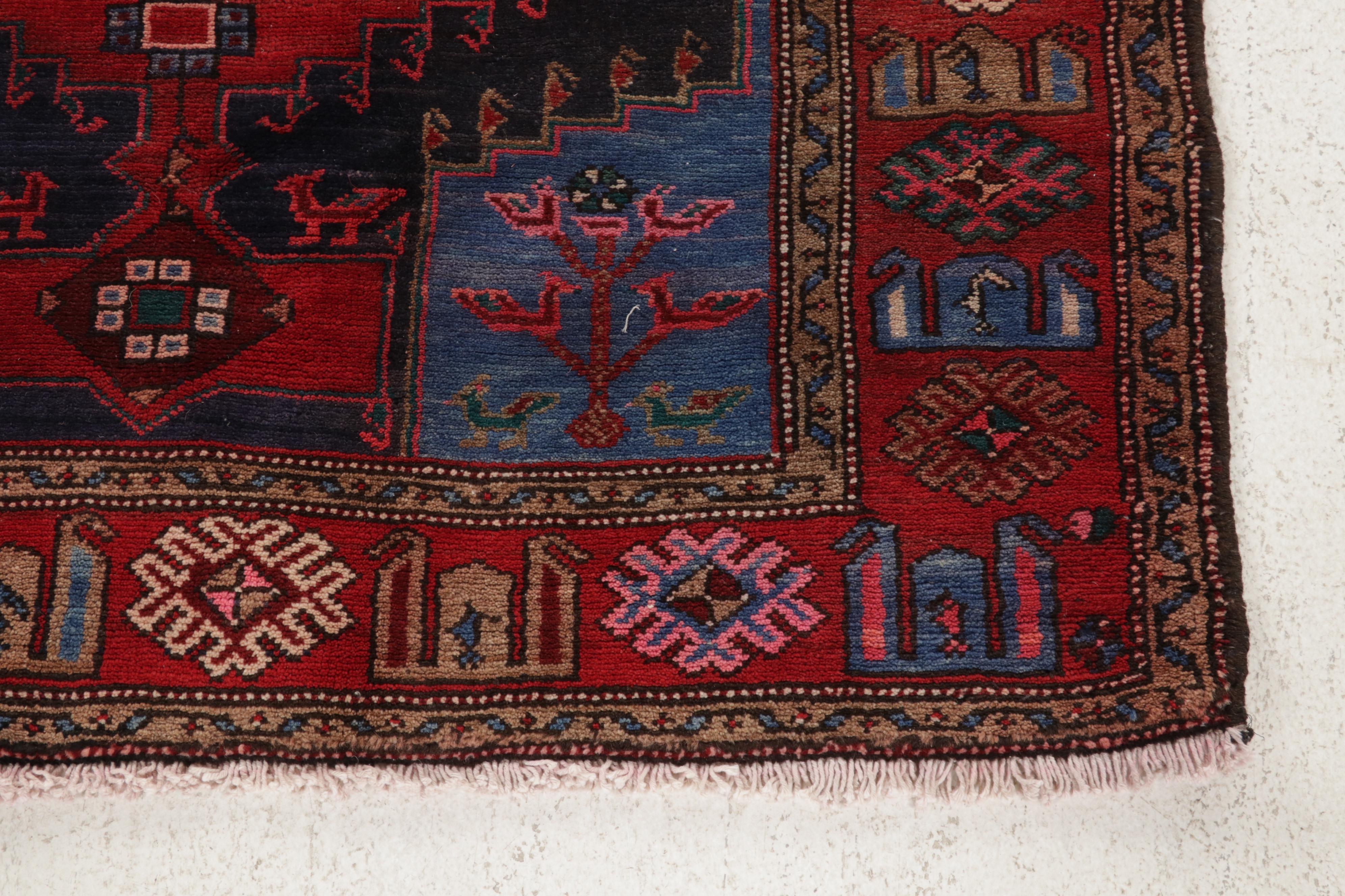 4'2 x 6'7 Hand-Knotted Persian Nahavand Area Rug, 1970s