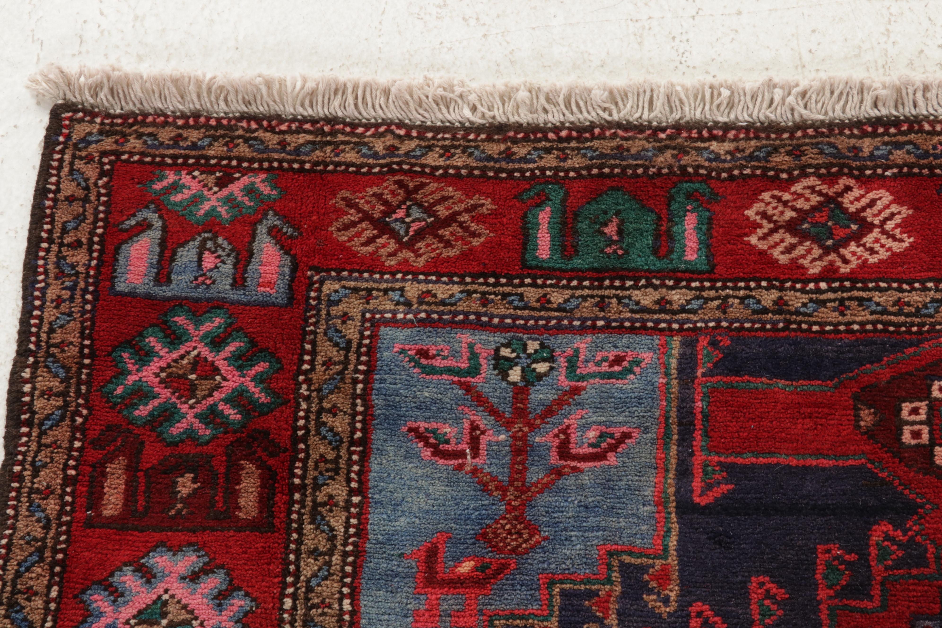 4'2 x 6'7 Hand-Knotted Persian Nahavand Area Rug, 1970s