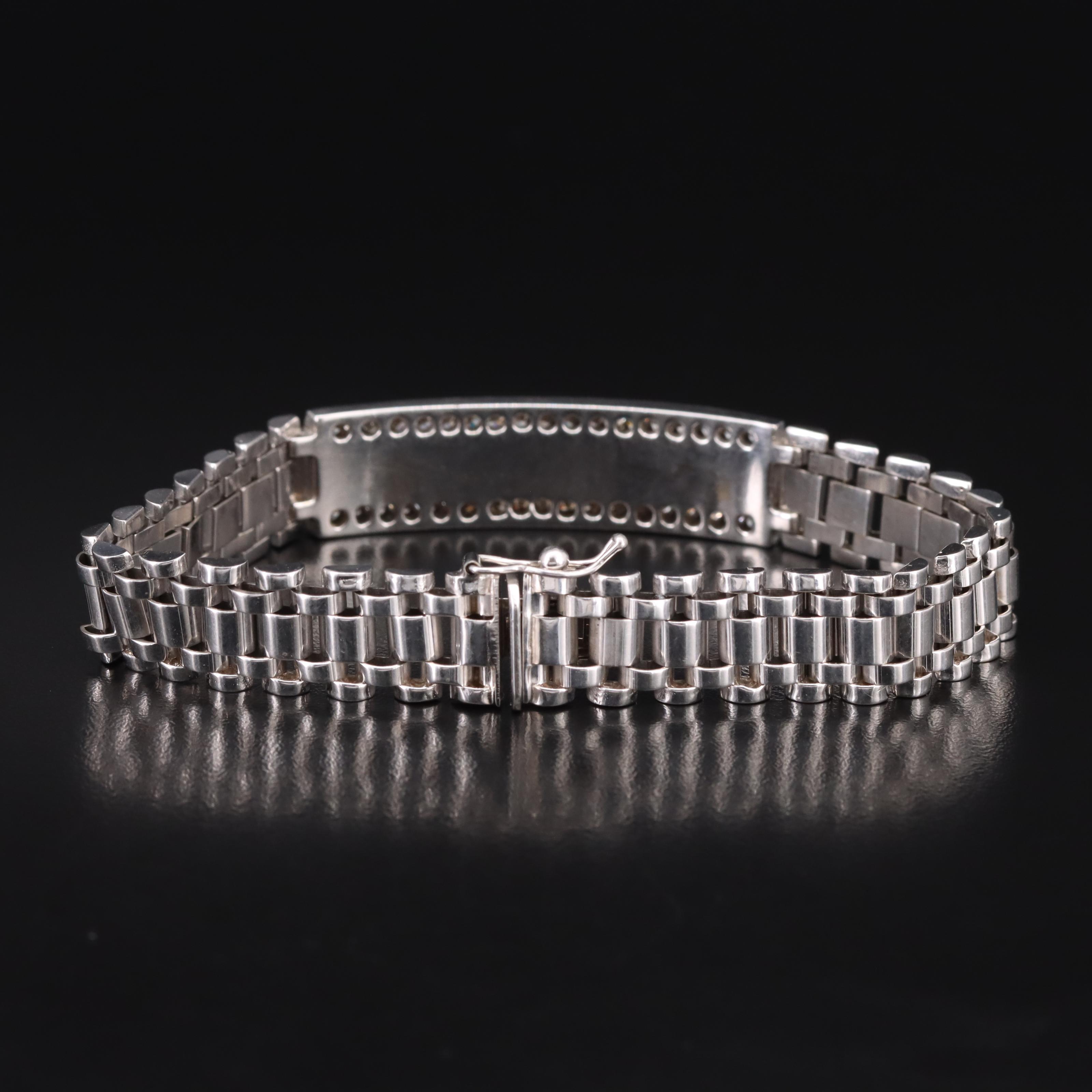 14K 1.52 CTW Diamond and Black Onyx Bar Bracelet