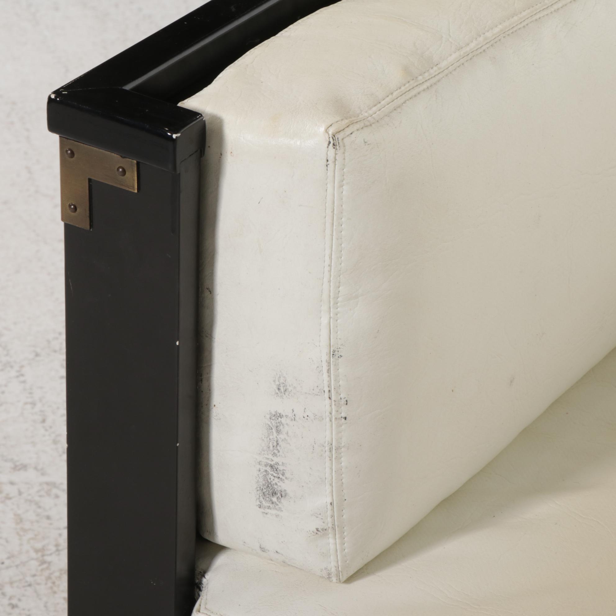 Campaign Style Ebonized Wood Daybed Sofa with Drawers, Late 20th Century