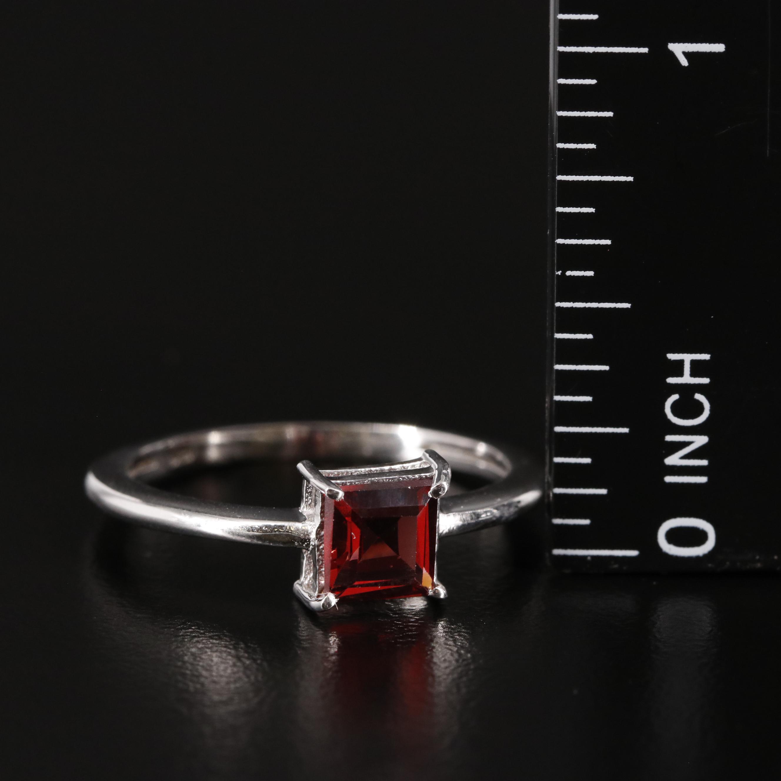 Sterling Garnet Solitaire Ring