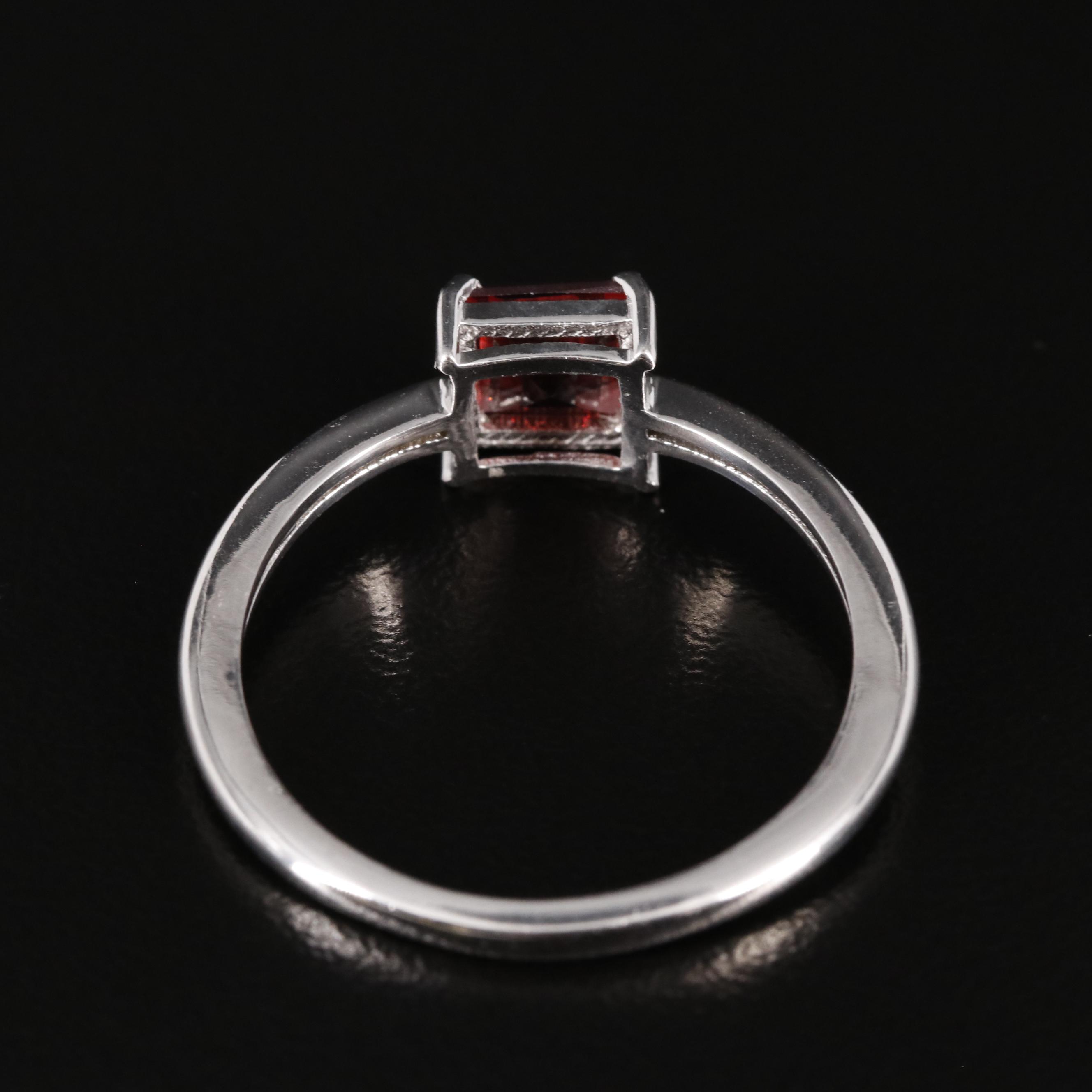 Sterling Garnet Solitaire Ring