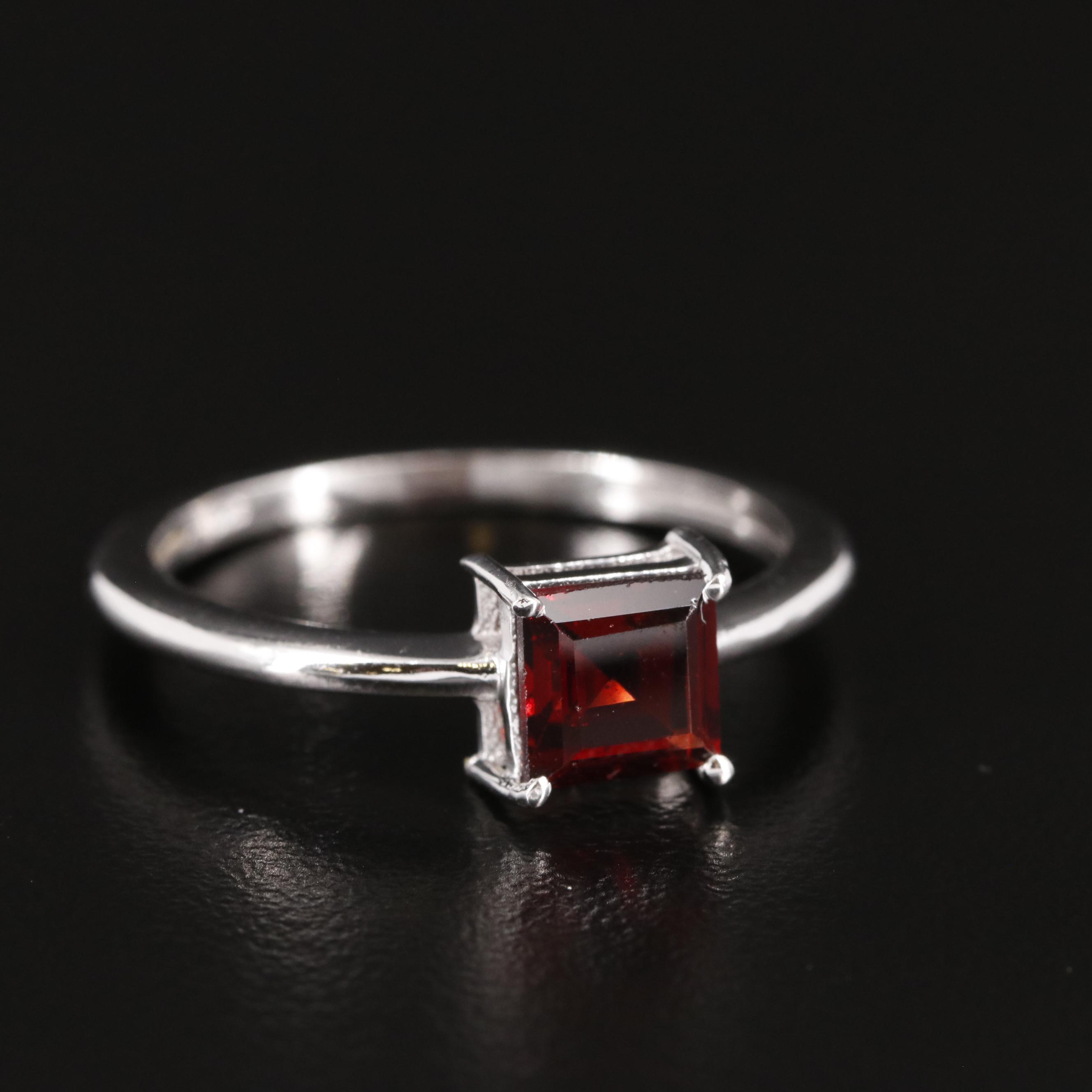 Sterling Garnet Solitaire ring
