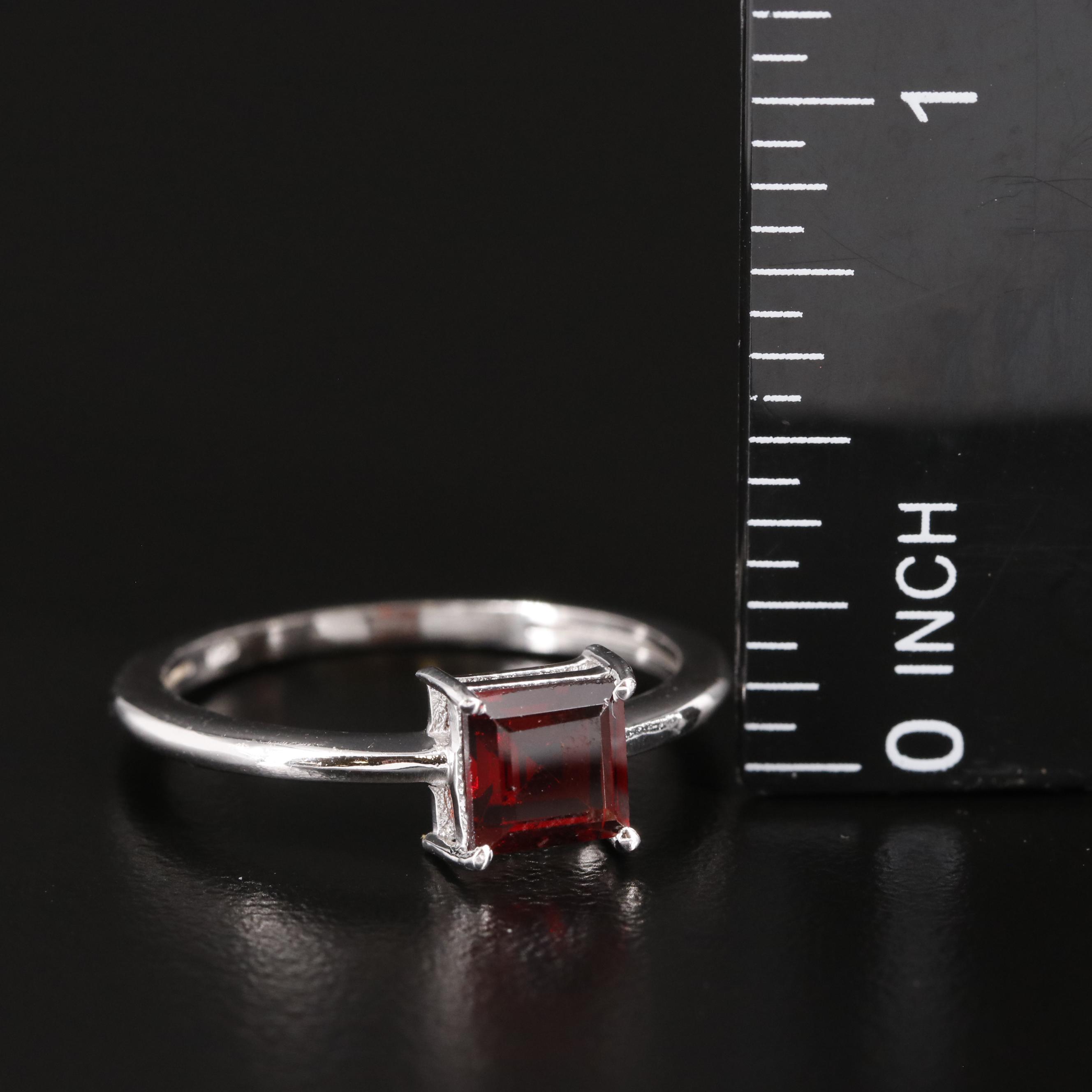 Sterling Garnet Solitaire ring