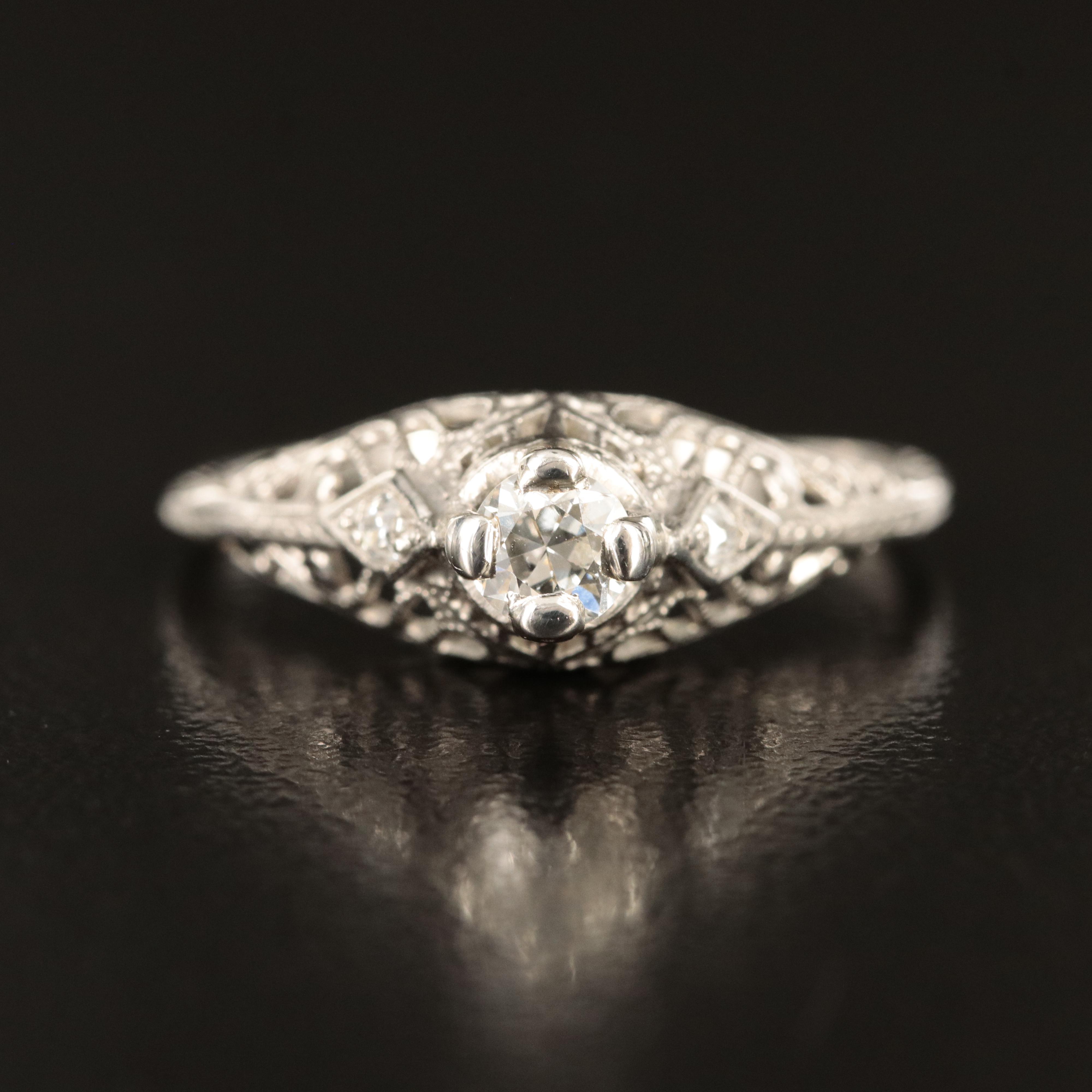 Vintage Platinum 0.28 CTW Diamond Ring with Palladium Accent