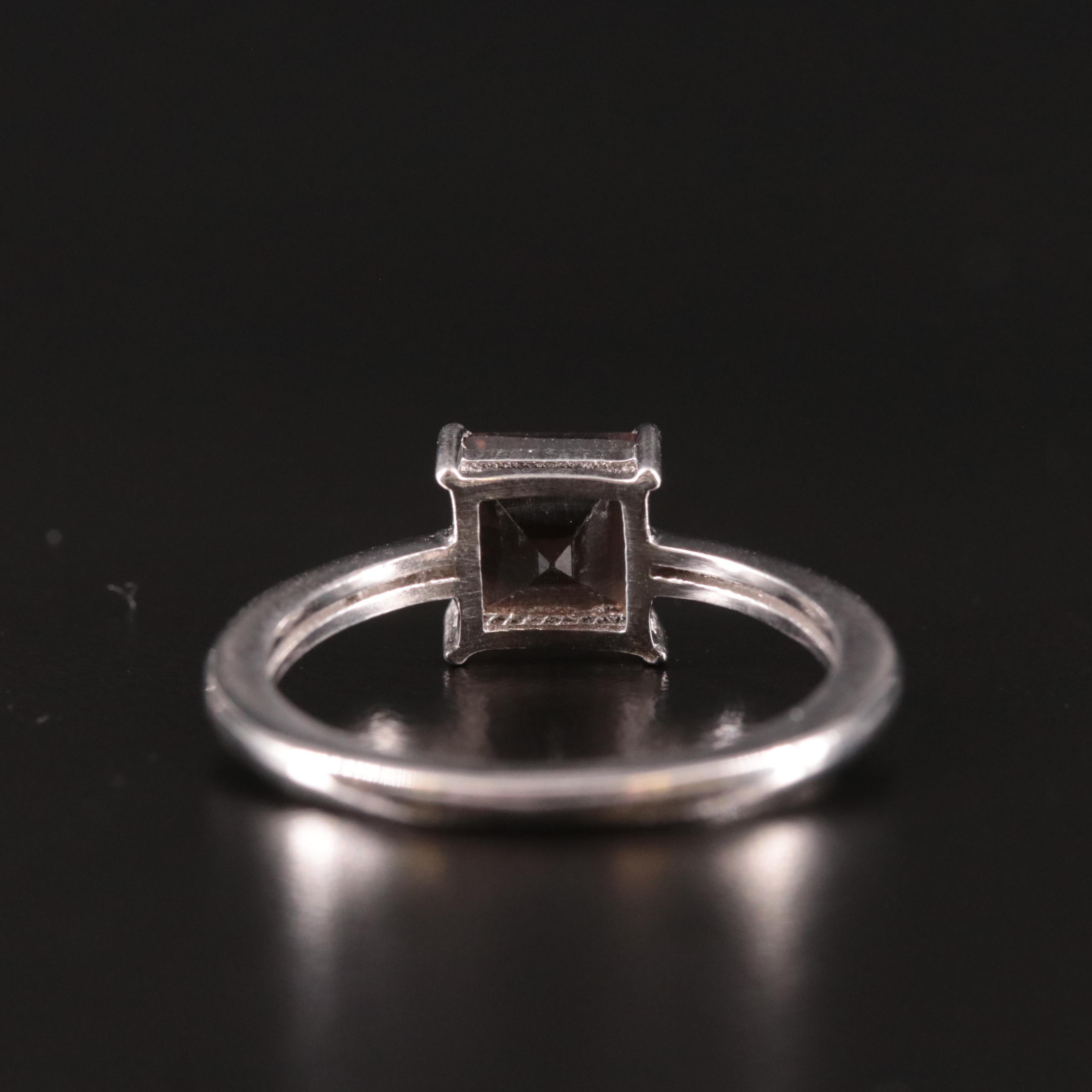 Sterling Smoky Quartz Solitaire Ring