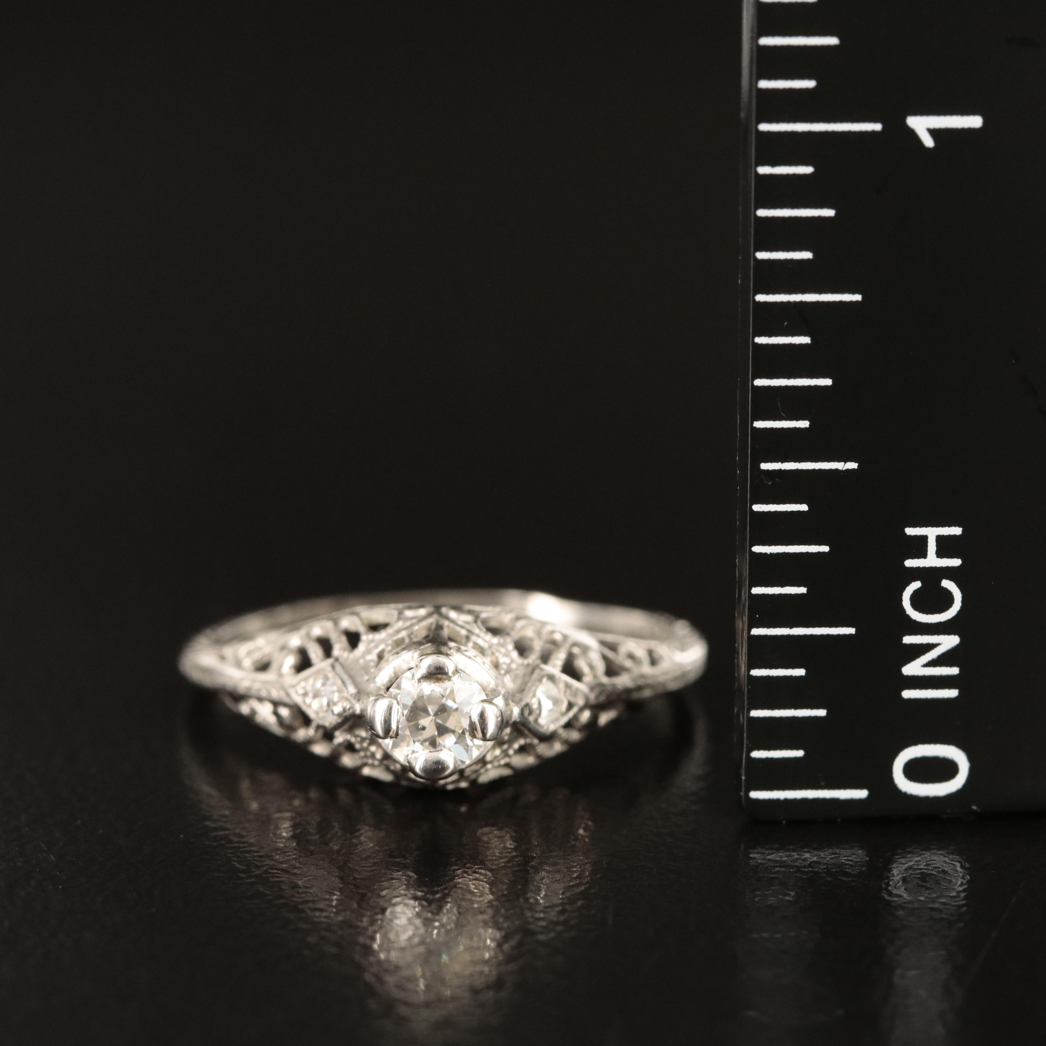 Vintage Platinum 0.28 CTW Diamond Ring with Palladium Accent
