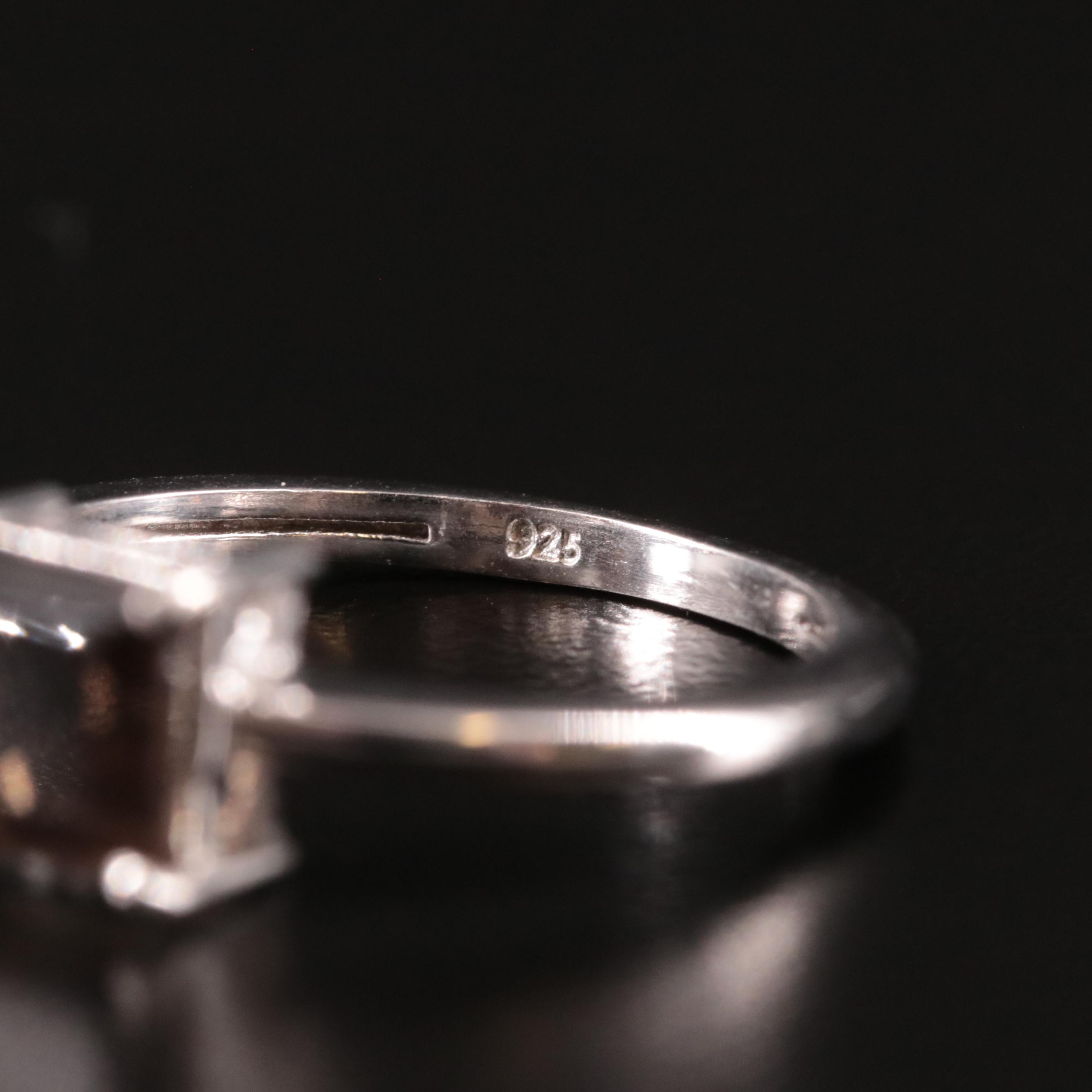 Sterling Smoky Quartz Solitaire Ring