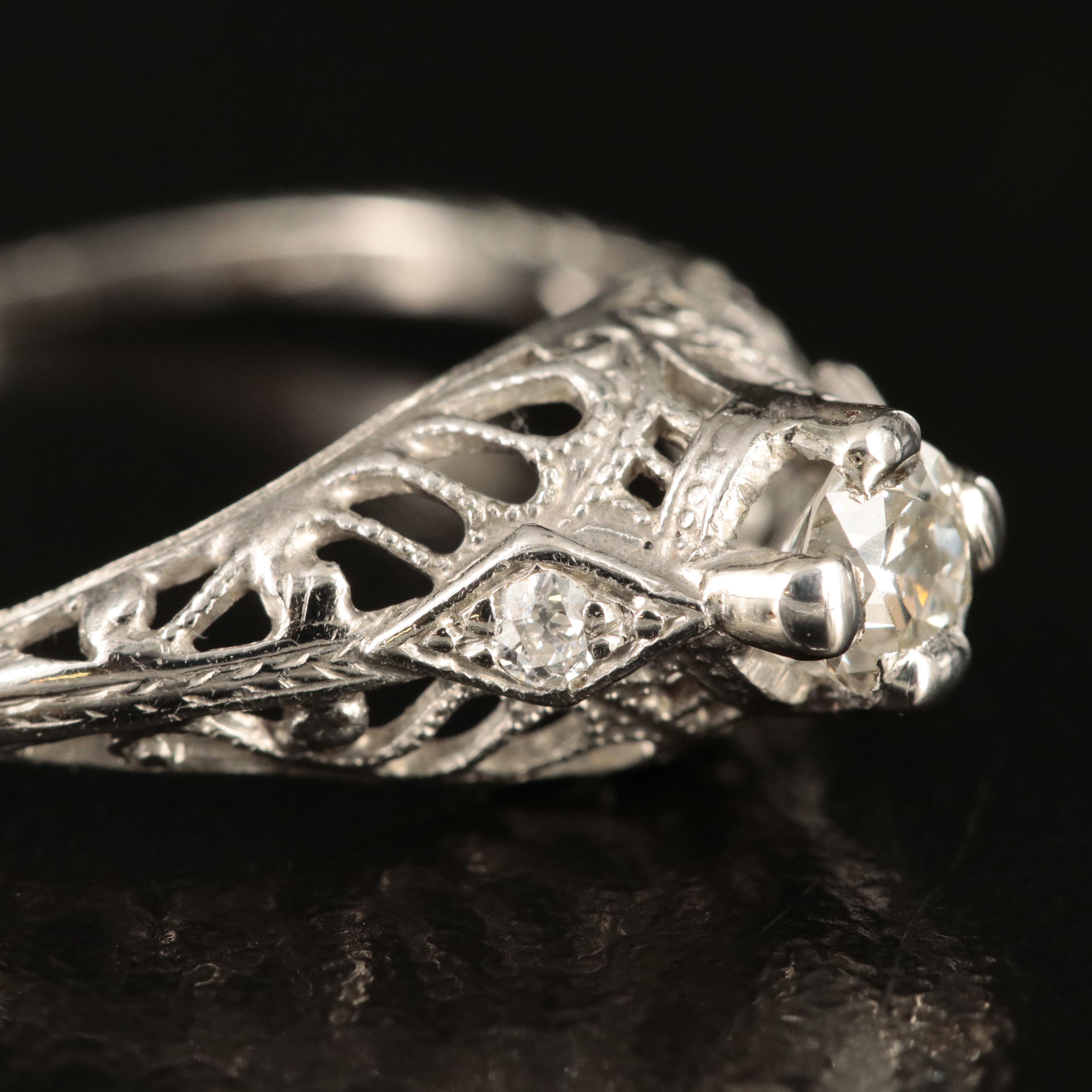 Vintage Platinum 0.28 CTW Diamond Ring with Palladium Accent