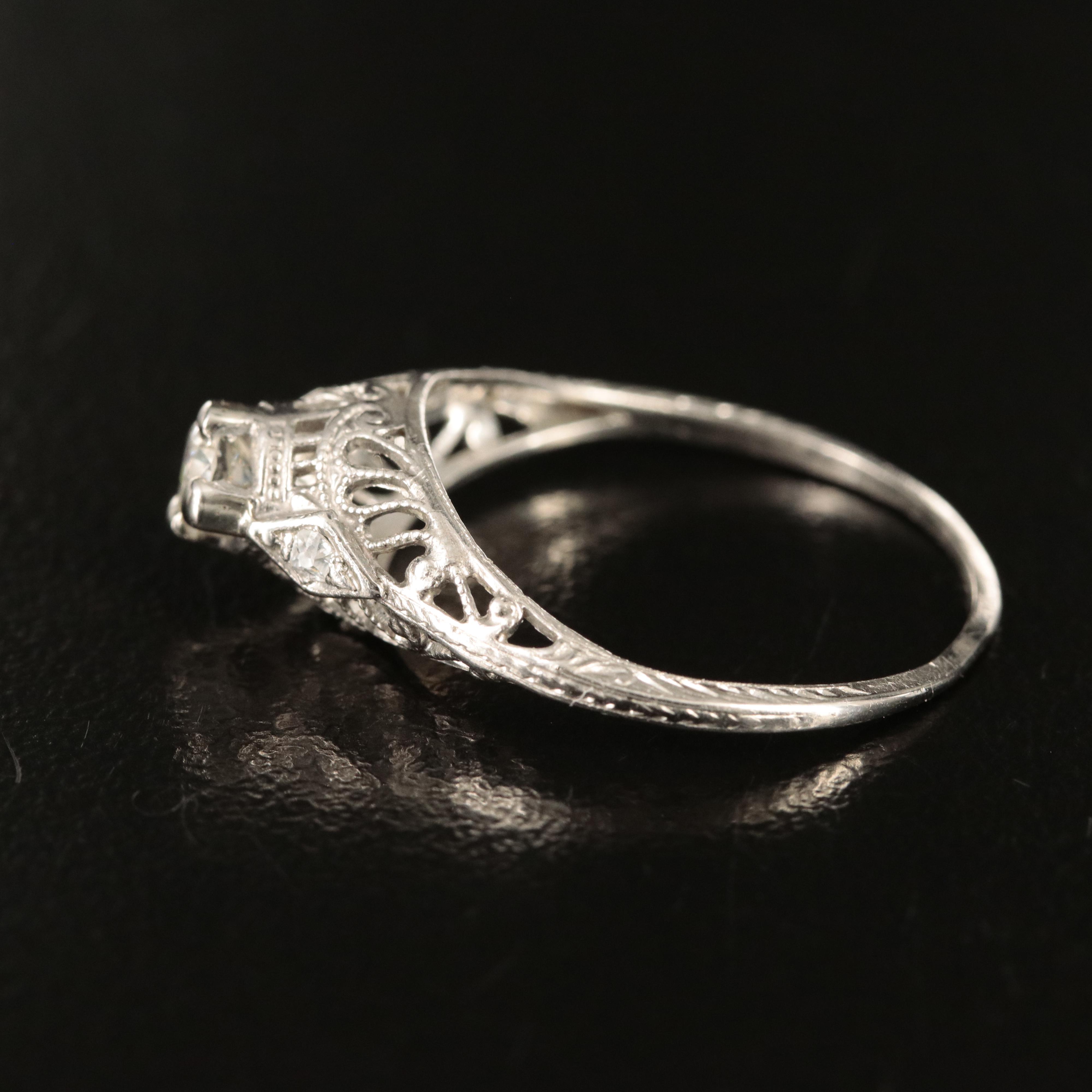 Vintage Platinum 0.28 CTW Diamond Ring with Palladium Accent