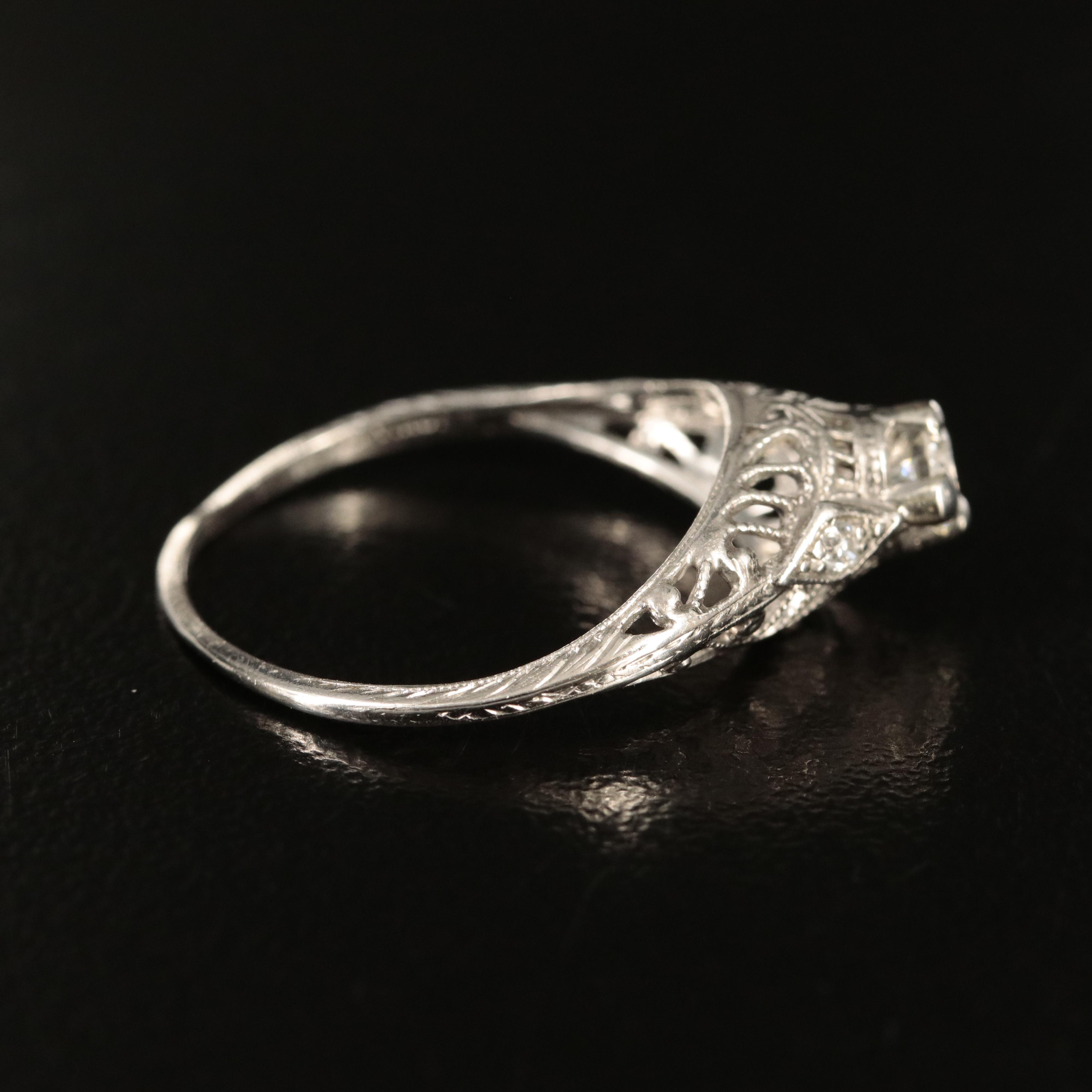 Vintage Platinum 0.28 CTW Diamond Ring with Palladium Accent