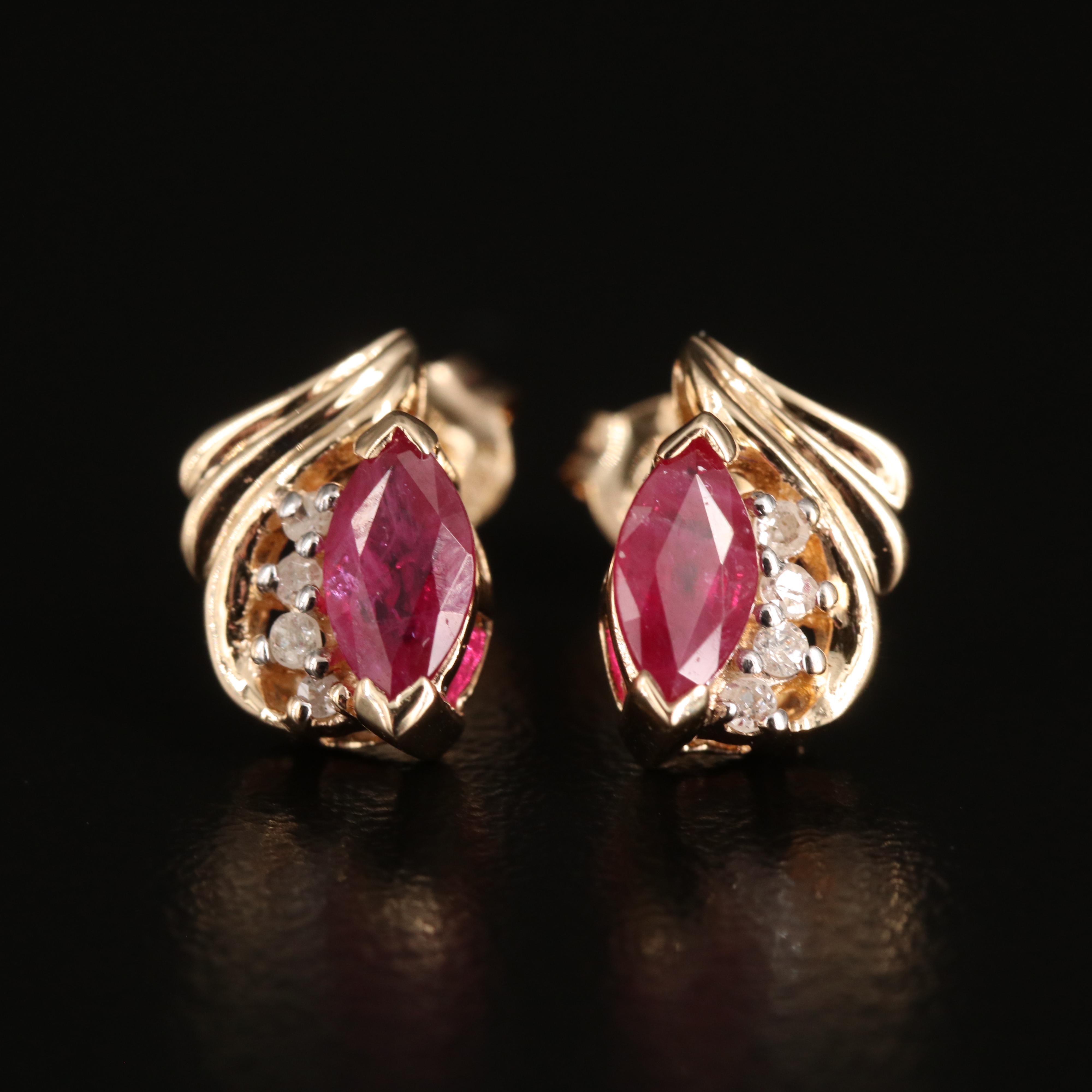 14K Ruby and Diamond Earrings