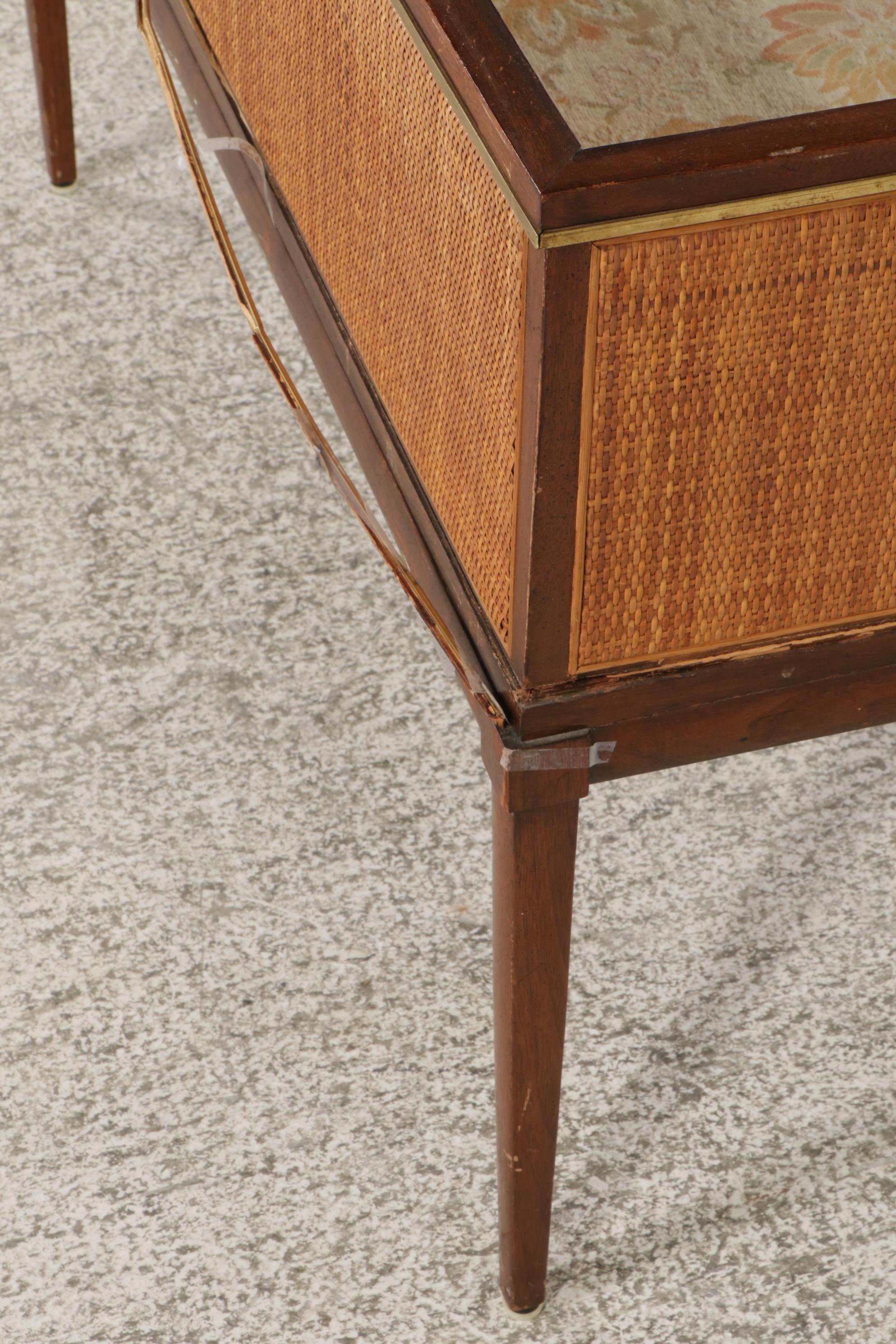 Oxford Ltd. of Chicago Mid Century Modern Walnut and Cane Hall Bench