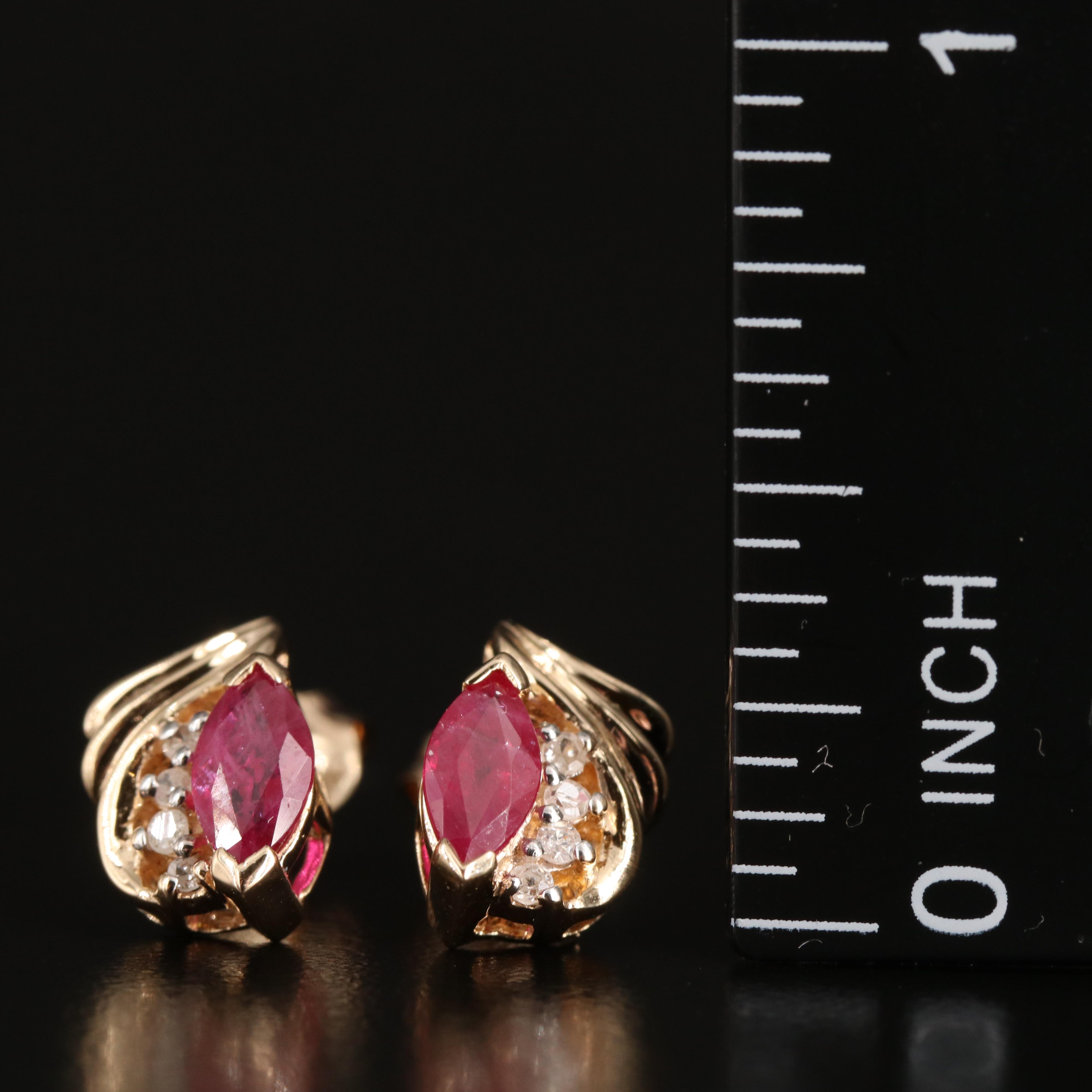 14K Ruby and Diamond Earrings