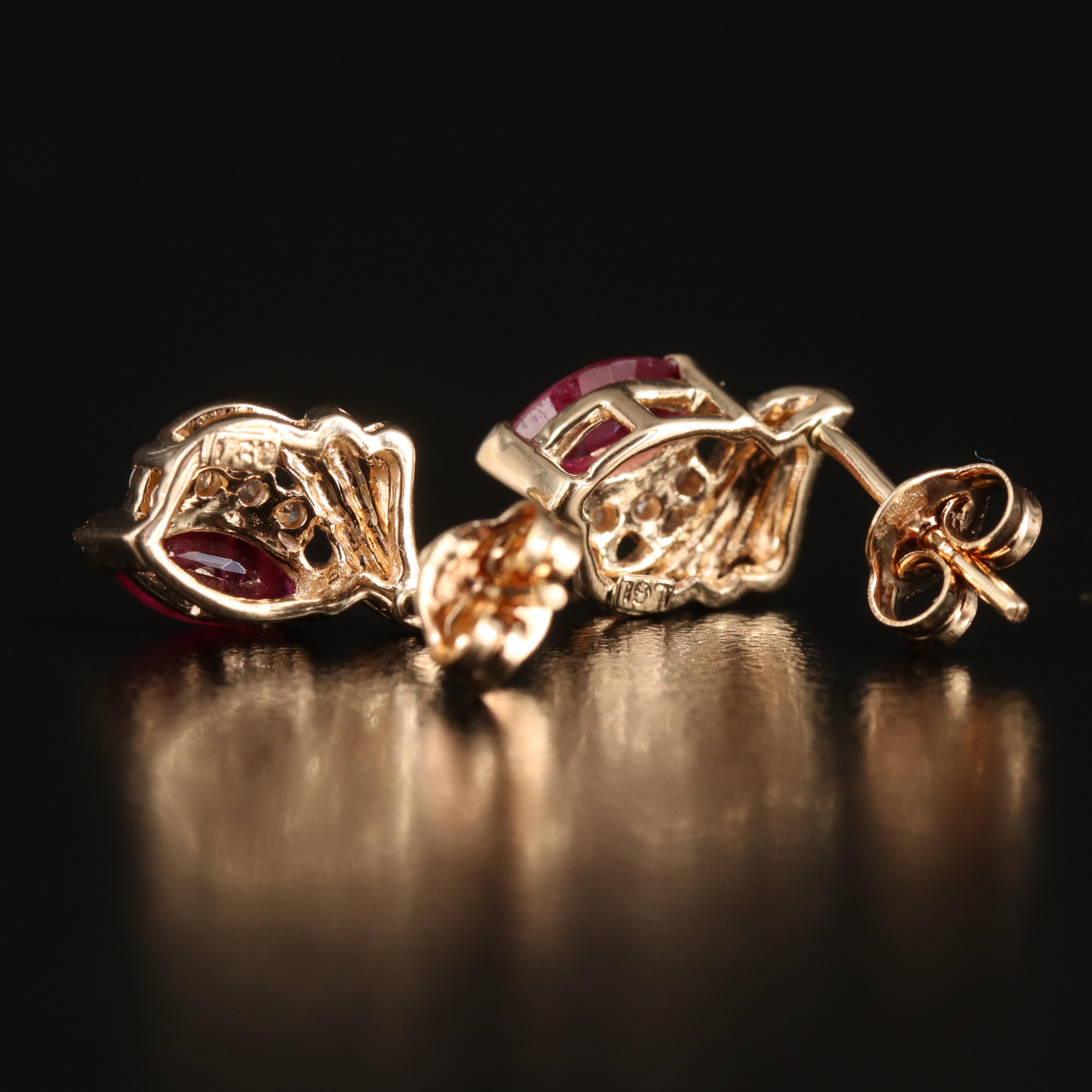 14K Ruby and Diamond Earrings