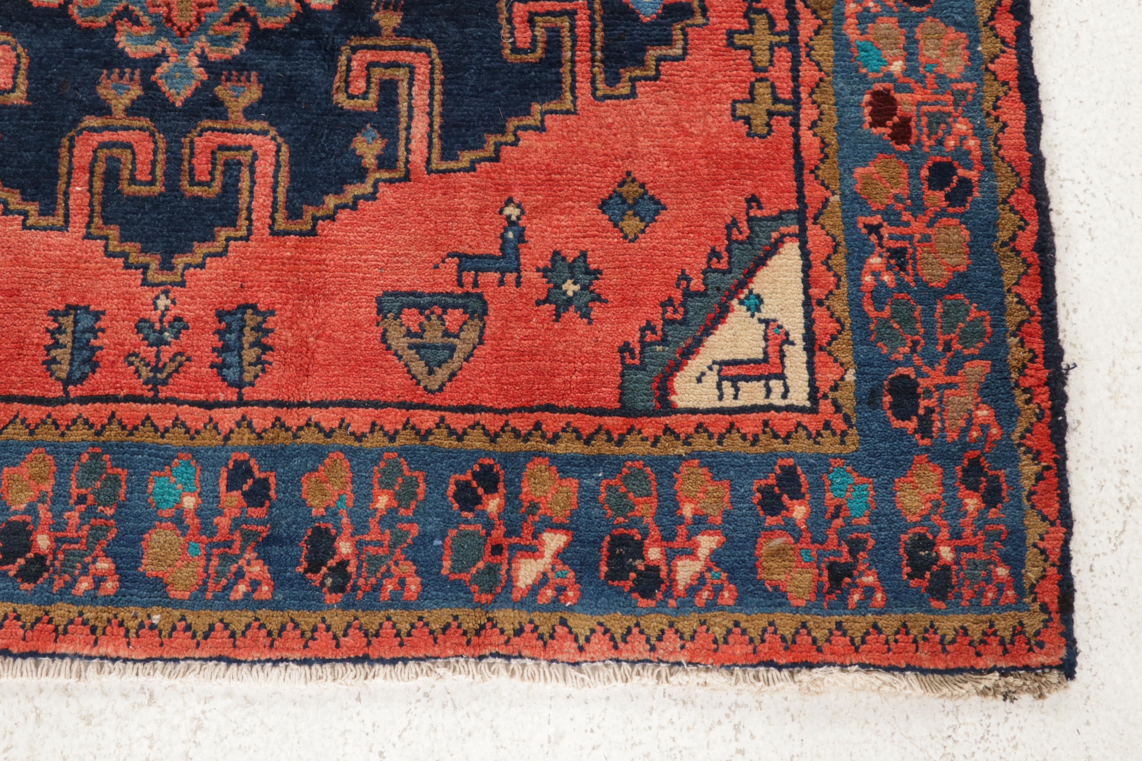 4' x 6'11 Hand-Knotted Persian Viss Mahal Pictorial Rug, 1970s