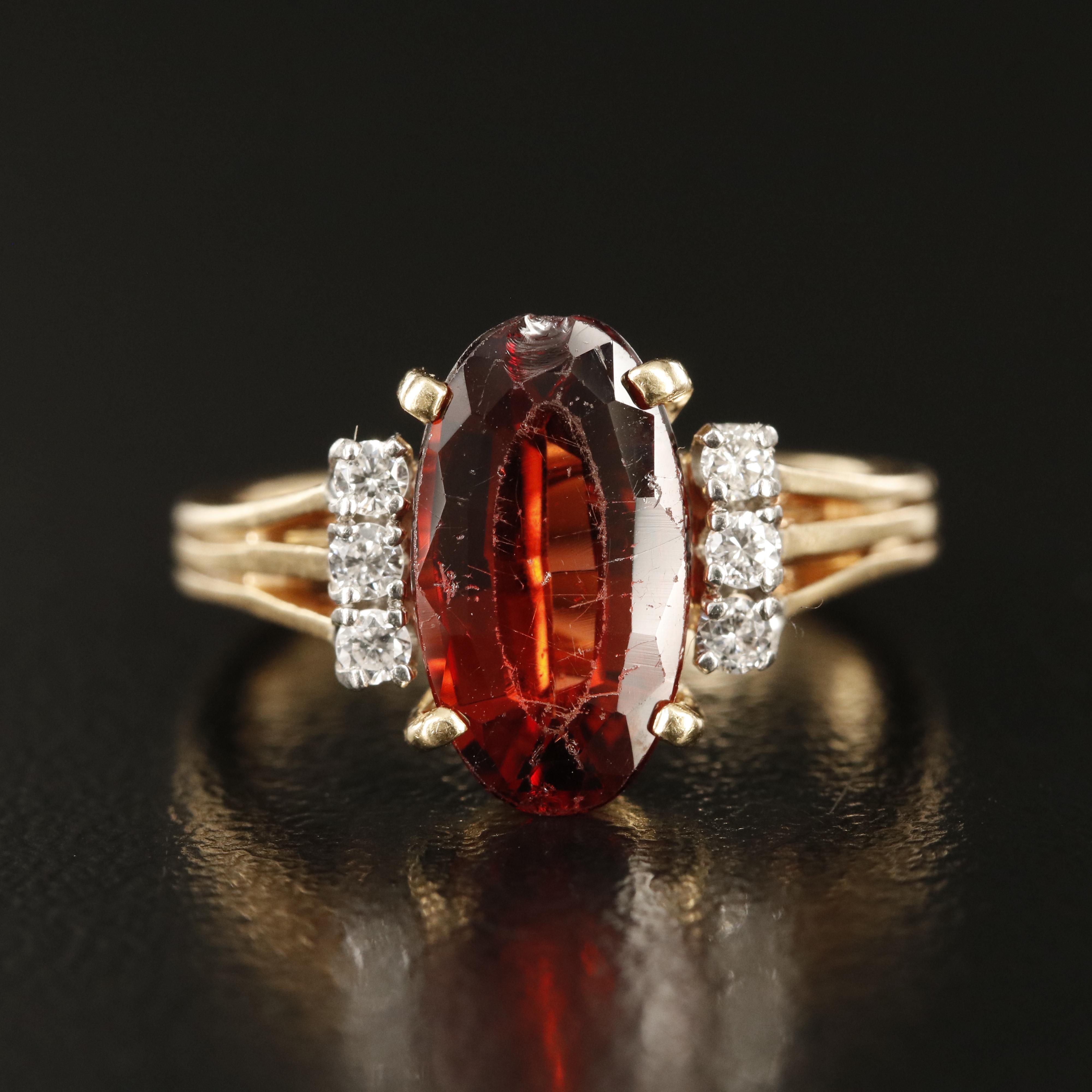 18K Garnet and Diamond Ring