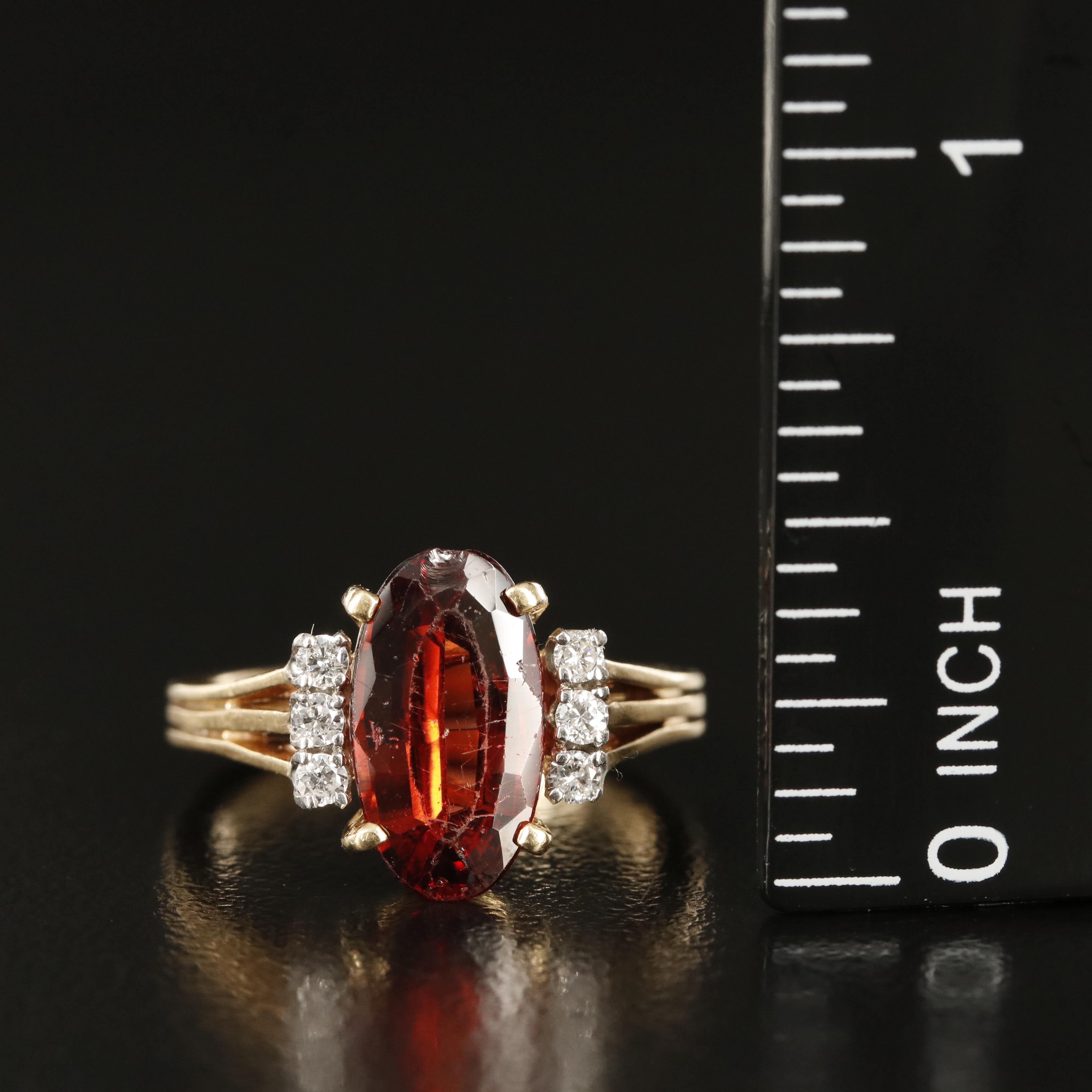18K Garnet and Diamond Ring