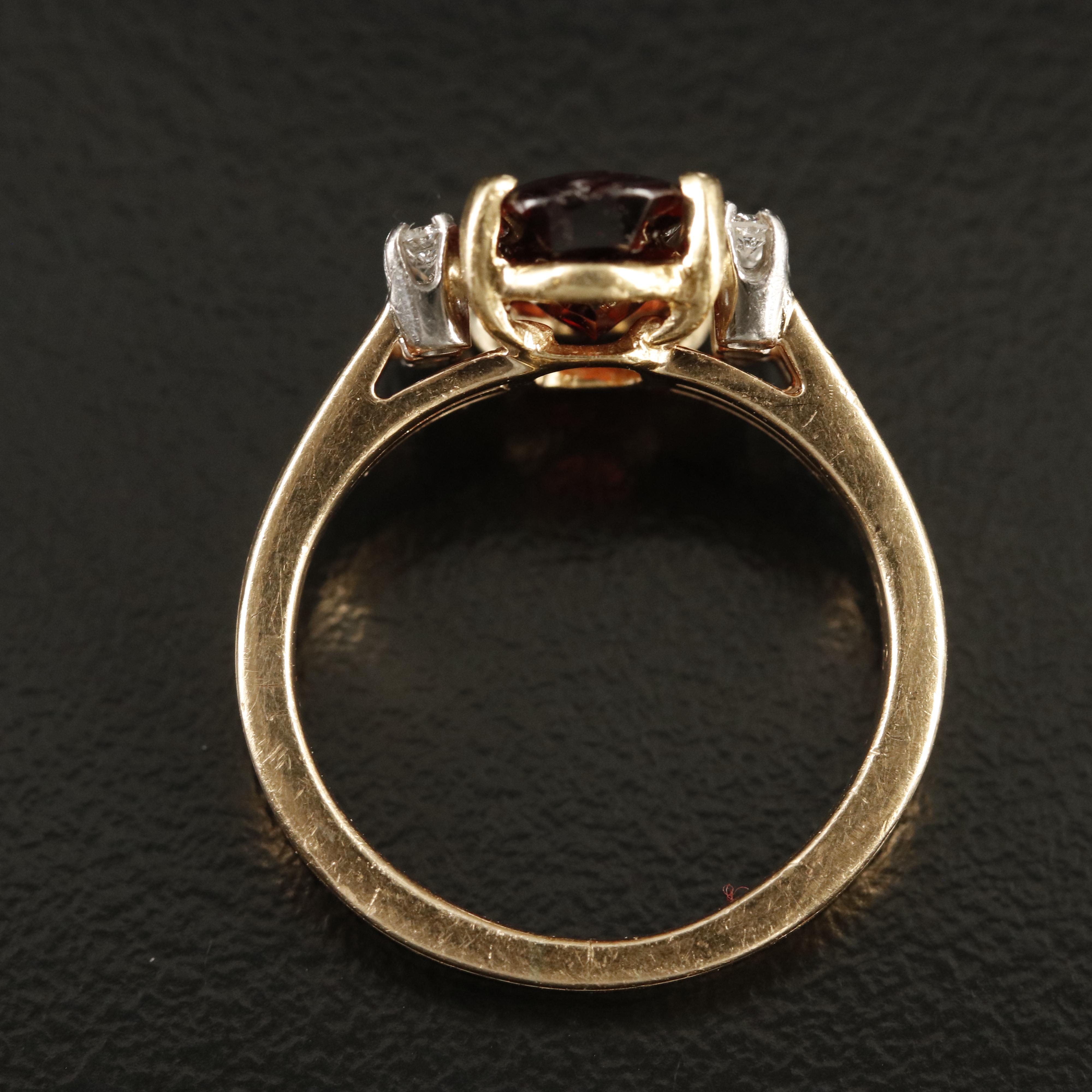18K Garnet and Diamond Ring