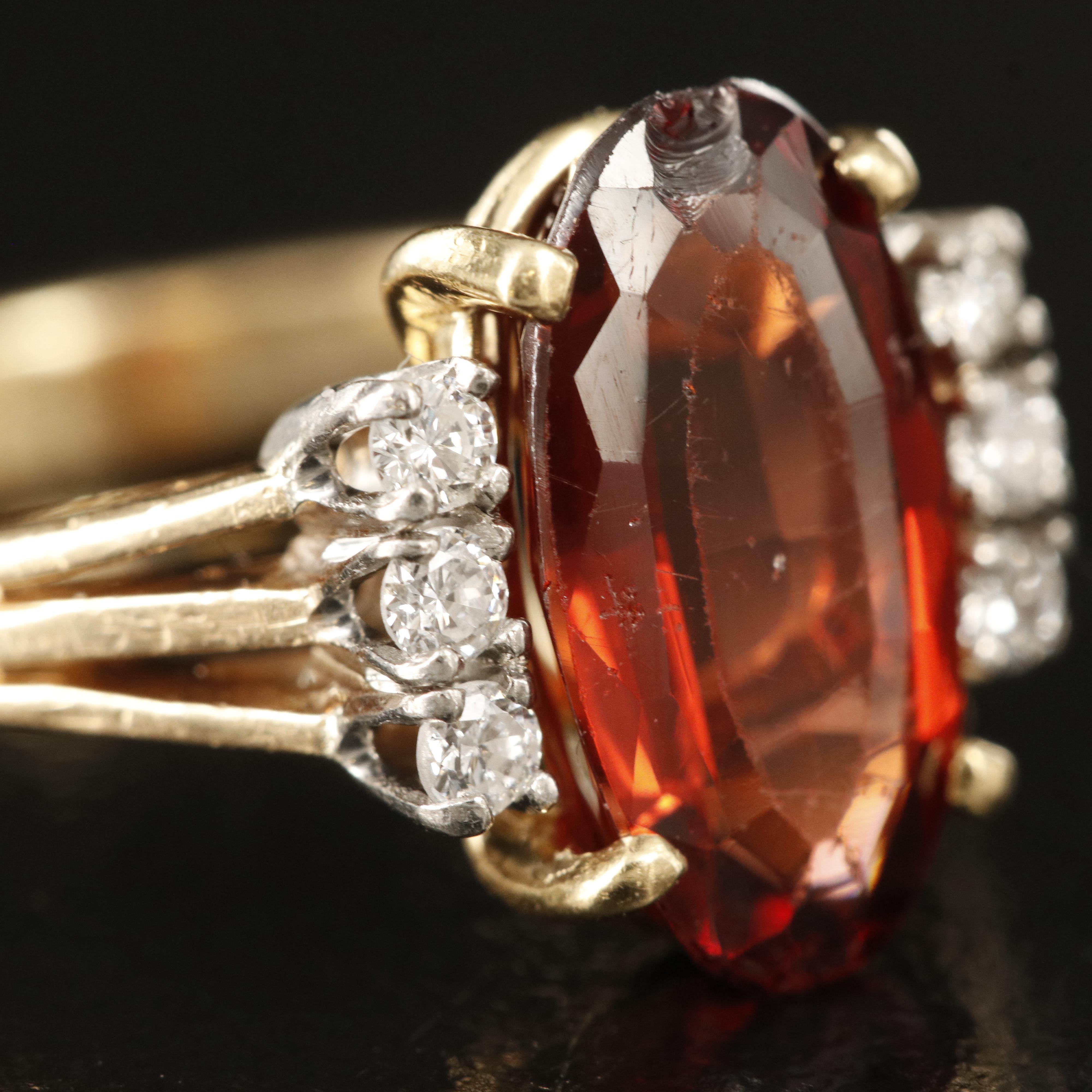 18K Garnet and Diamond Ring