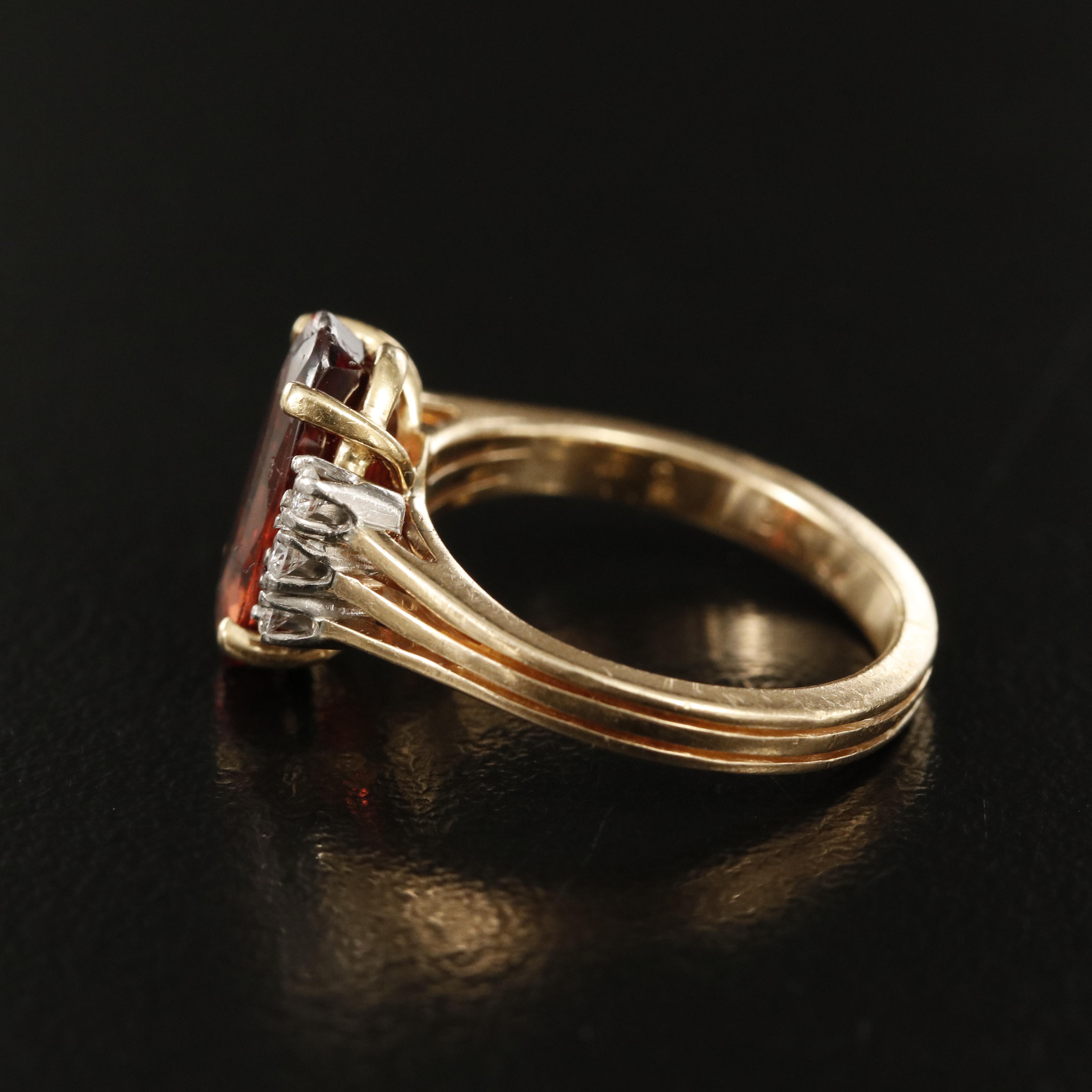 18K Garnet and Diamond Ring