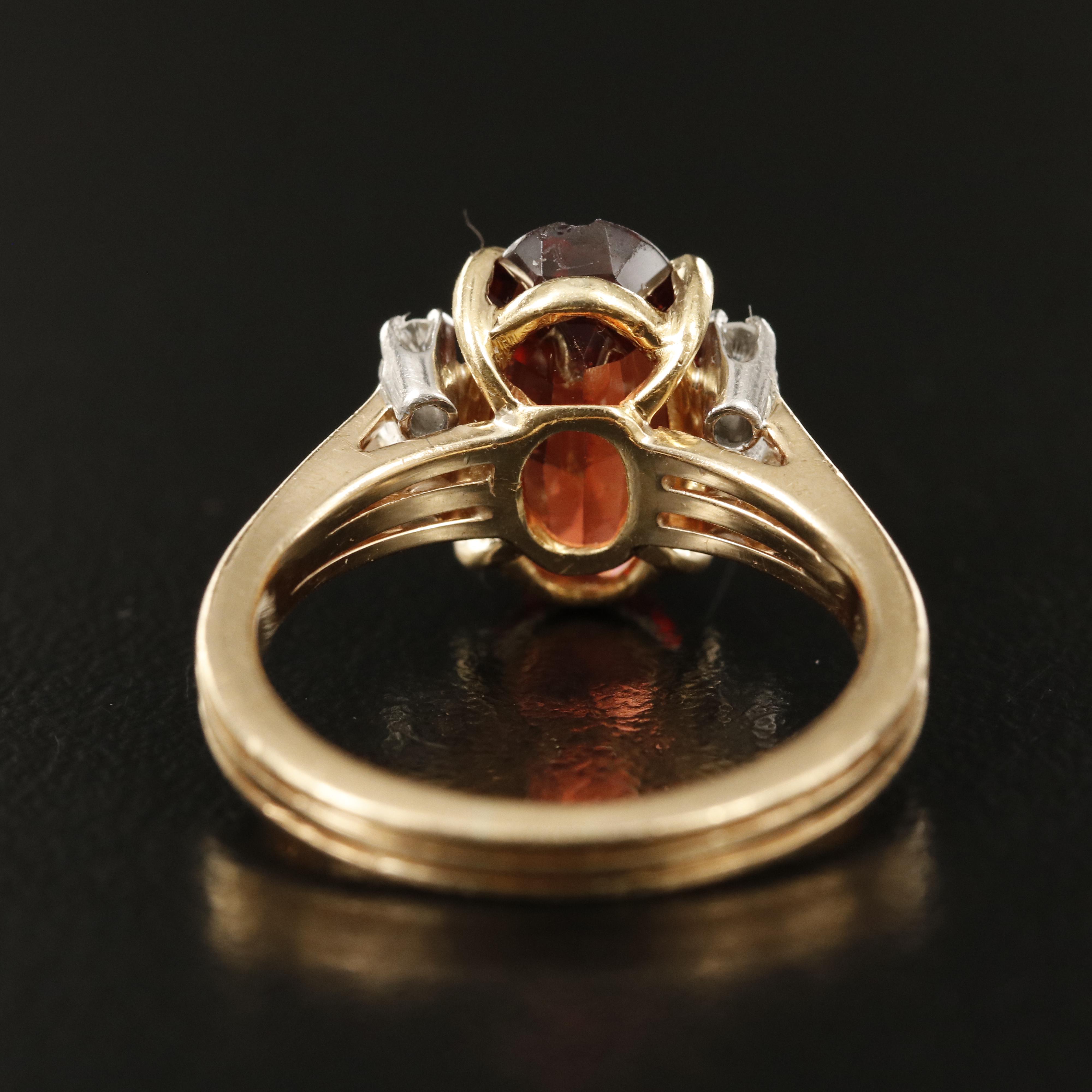 18K Garnet and Diamond Ring