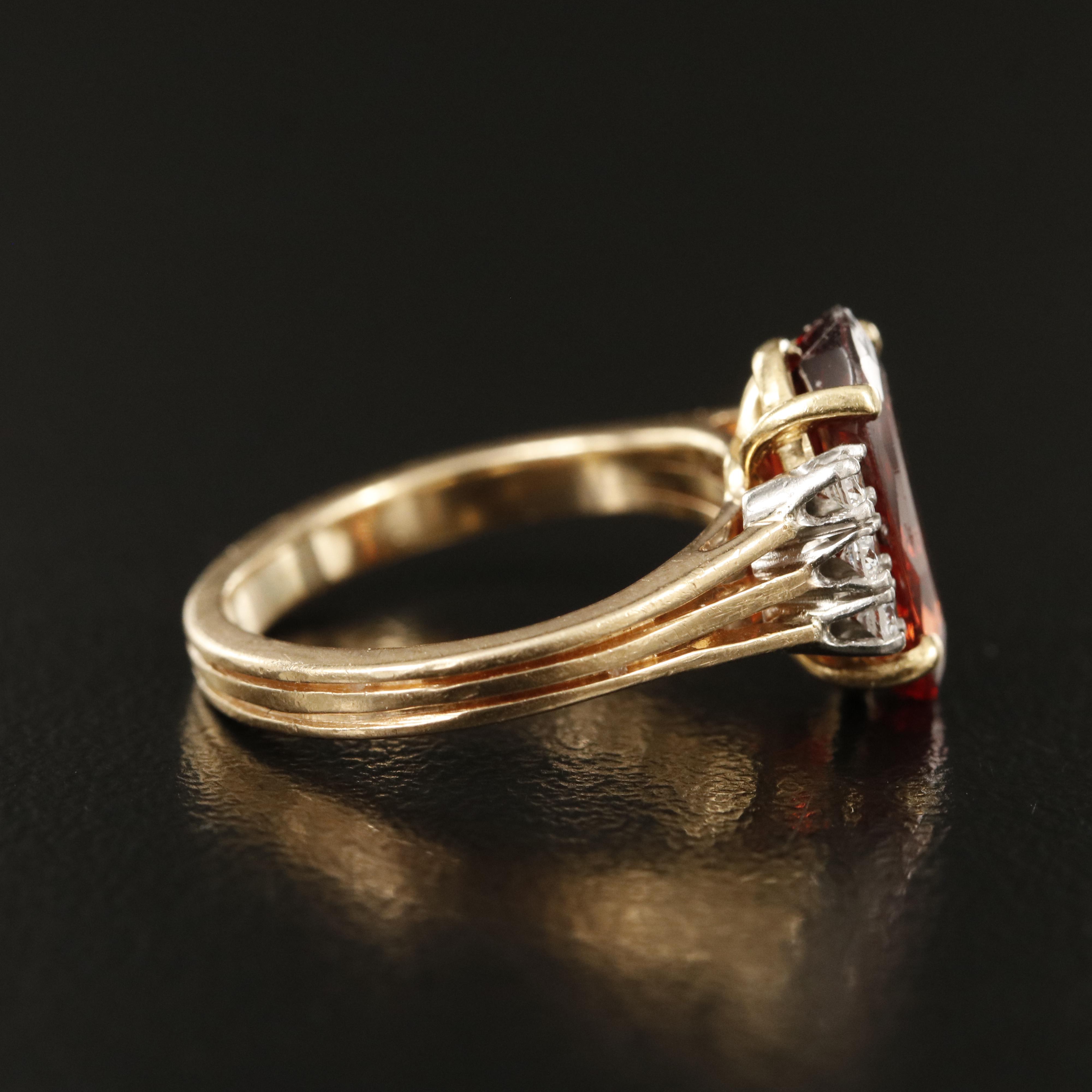 18K Garnet and Diamond Ring
