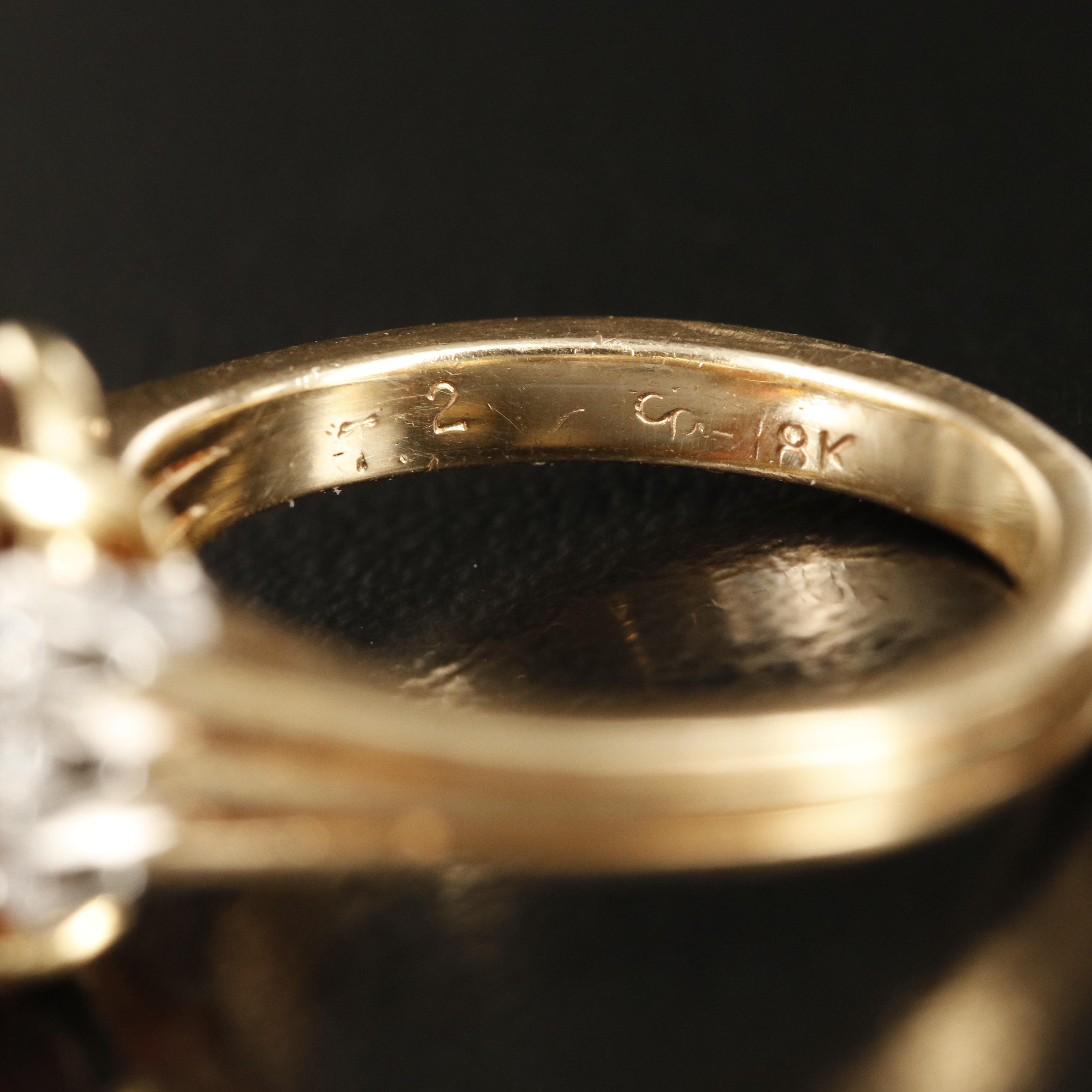 18K Garnet and Diamond Ring