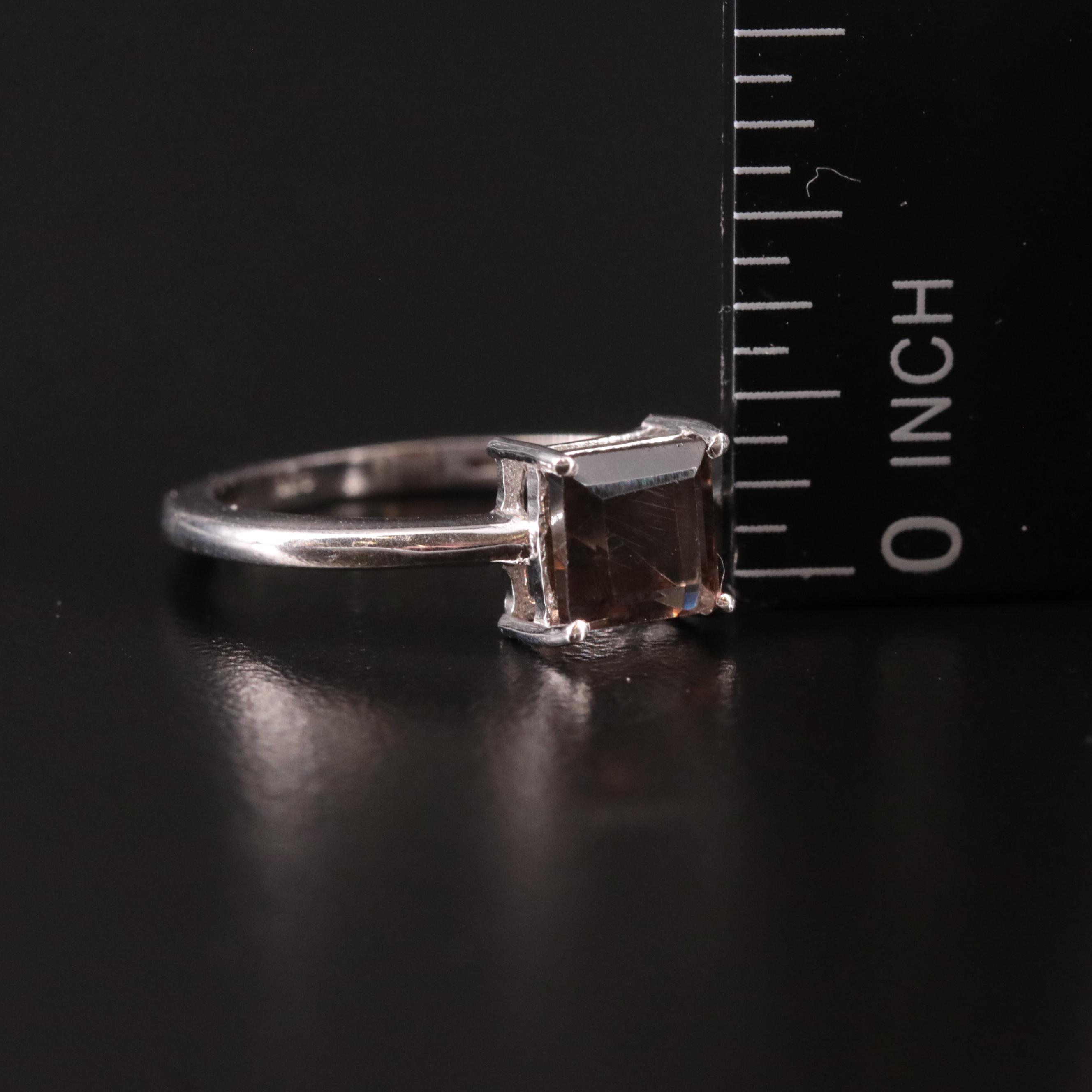Sterling Smoky Quartz Solitaire Ring