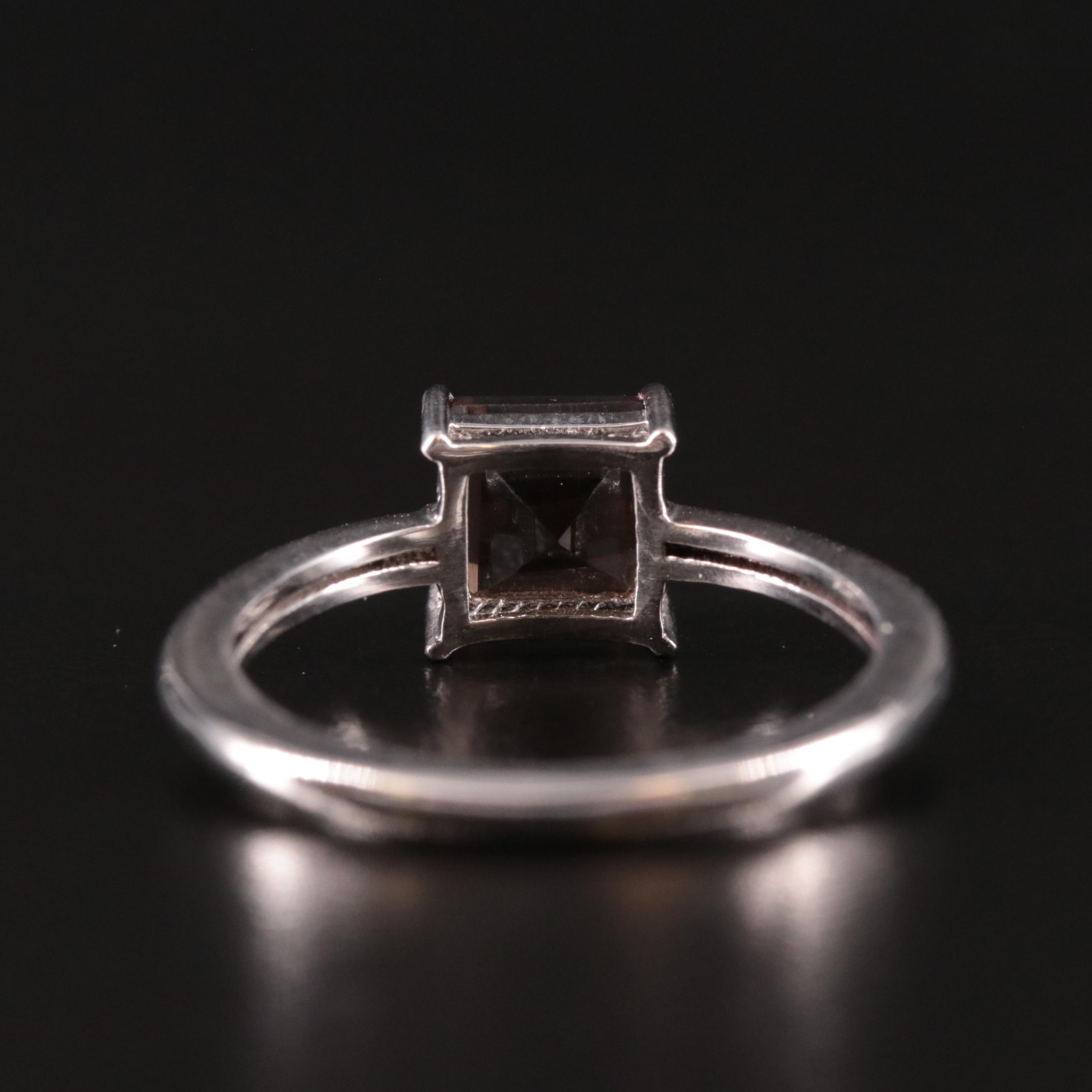 Sterling Smoky Quartz Solitaire Ring