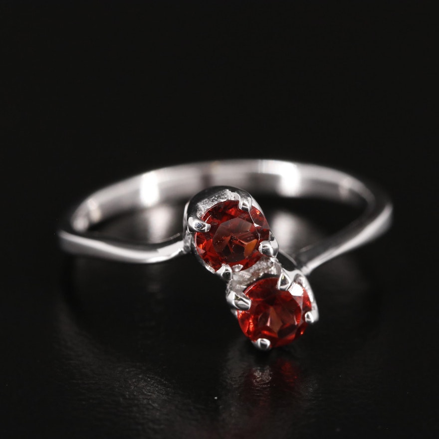 Sterling Garnet Bypass Ring