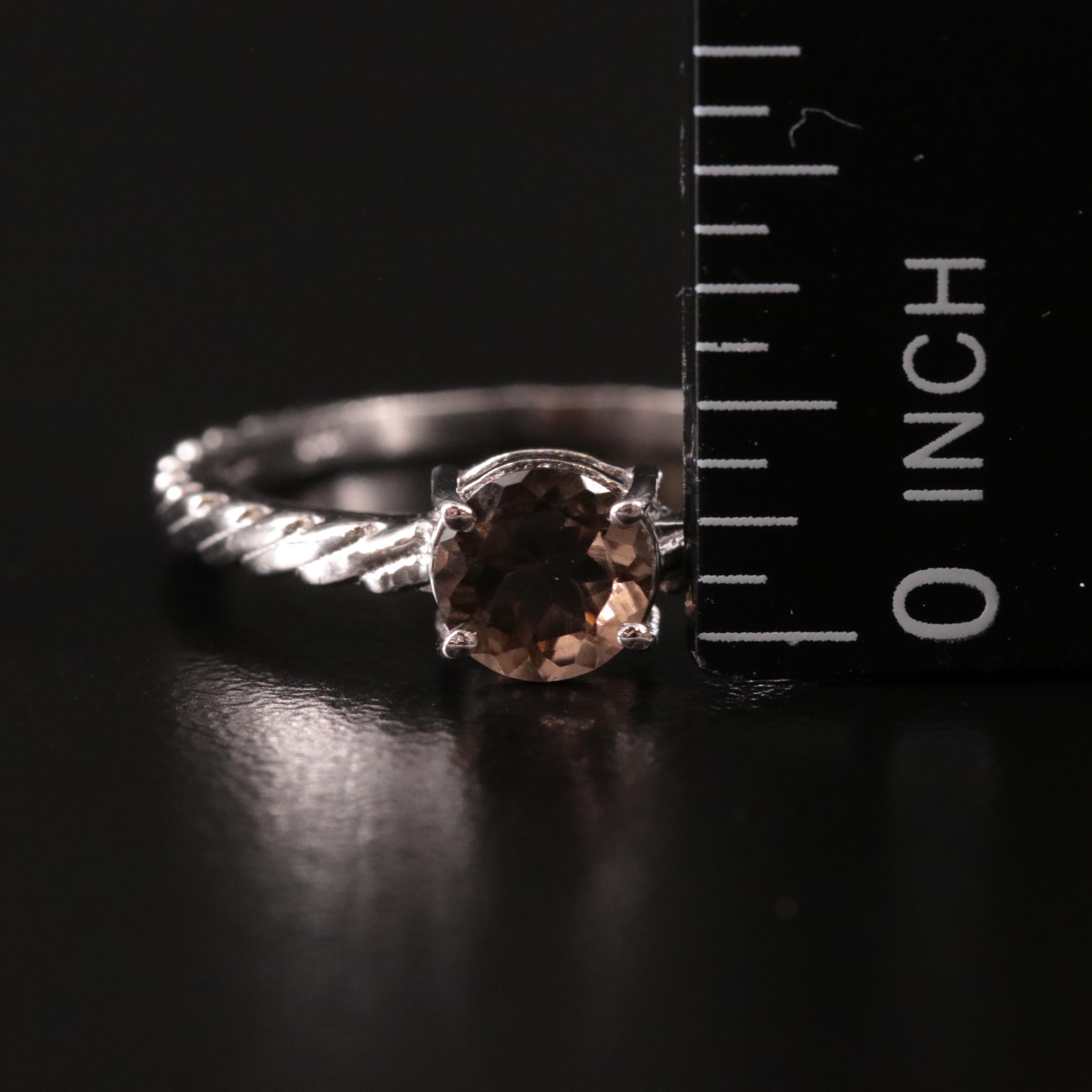 Sterling Smoky Quartz Textured Ring