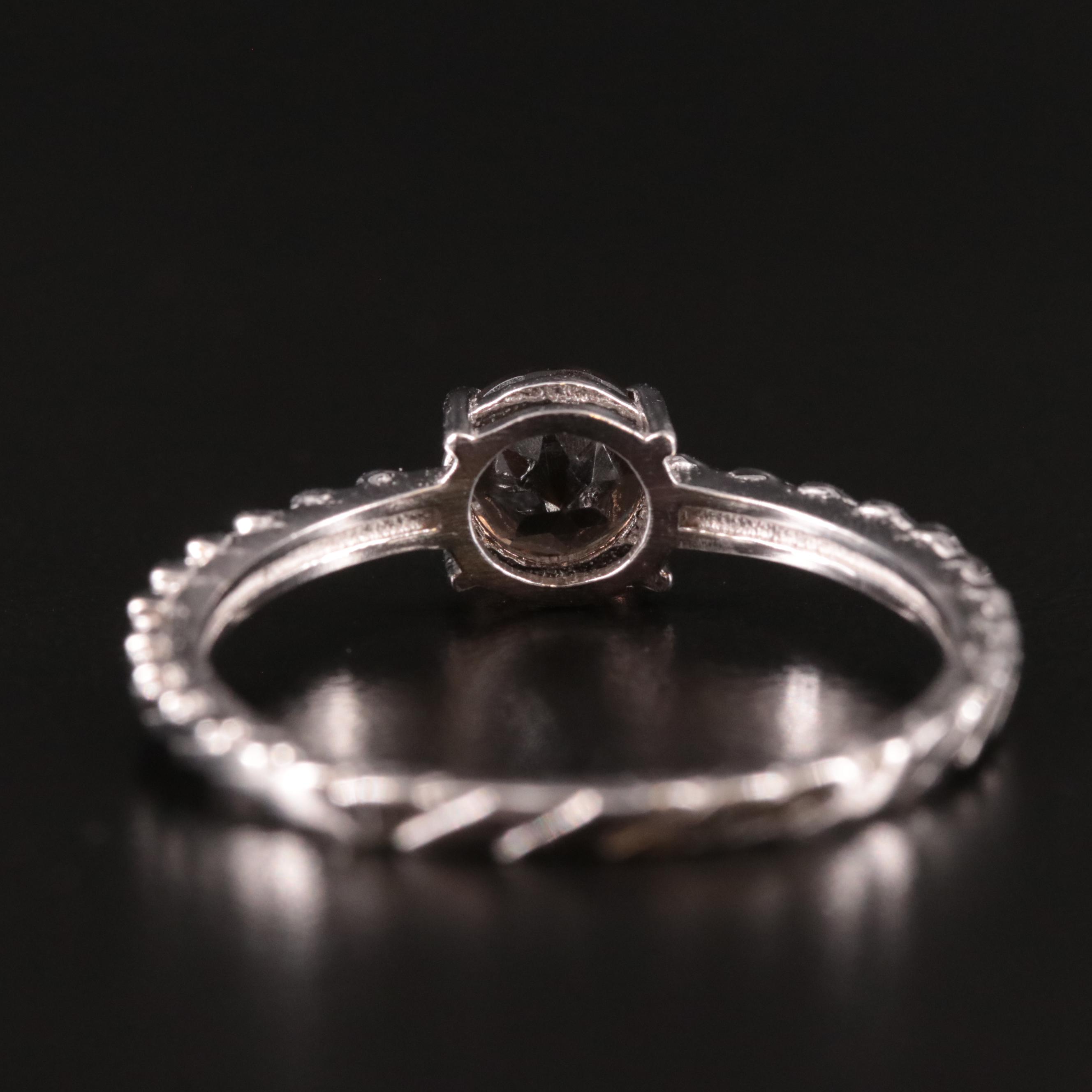 Sterling Smoky Quartz Textured Ring
