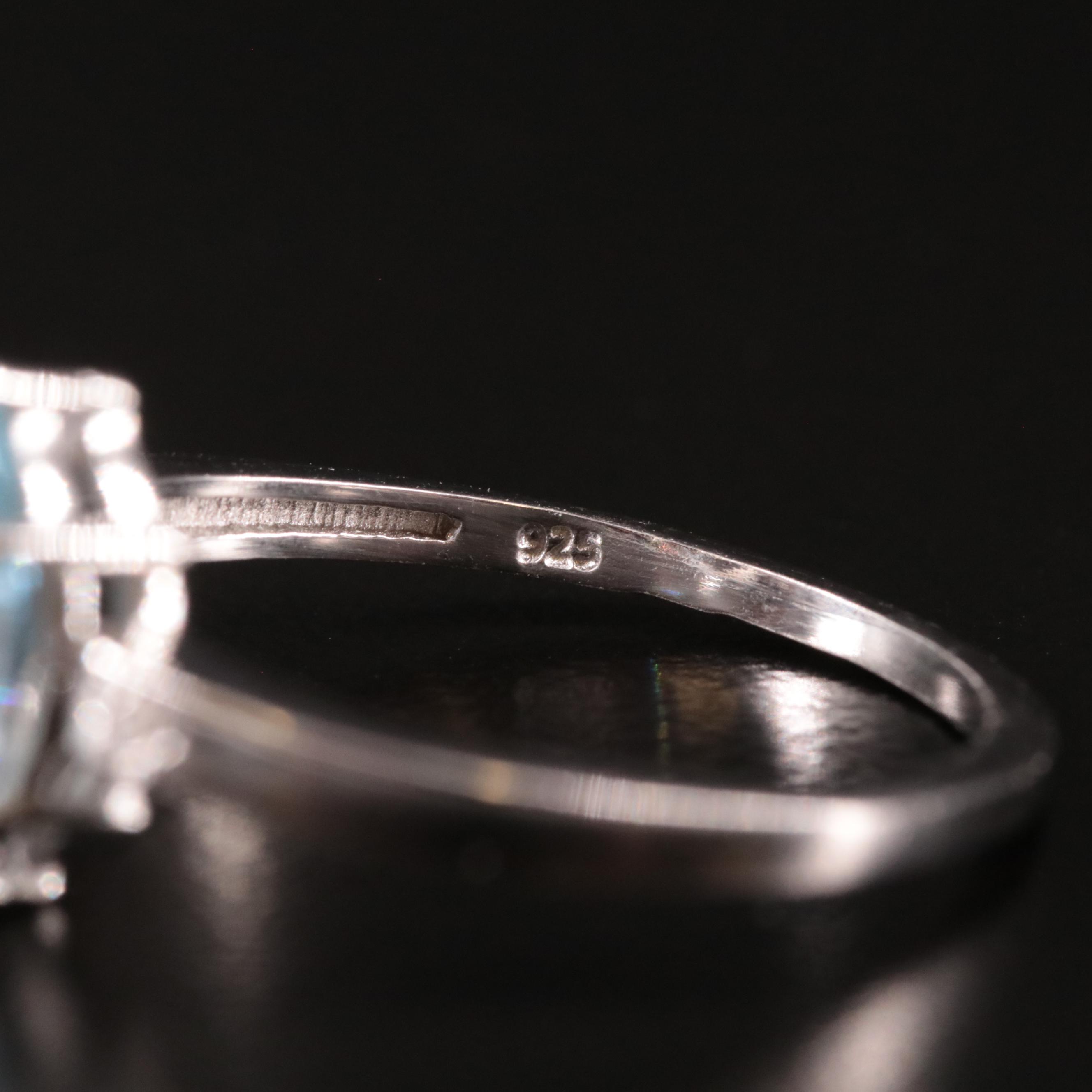 Sterling Blue Topaz and Diamond Ring