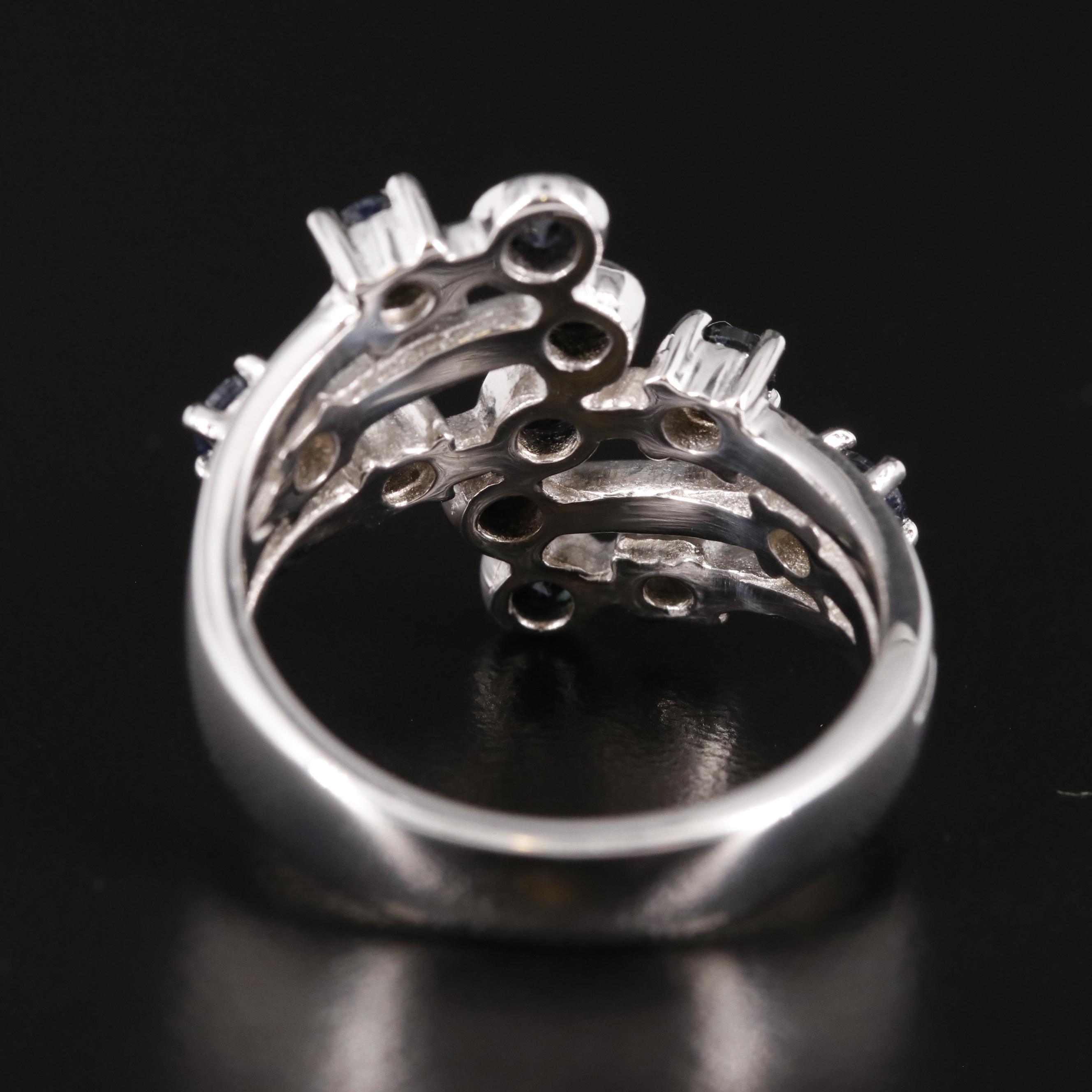 Sterling Sapphire Cluster Ring