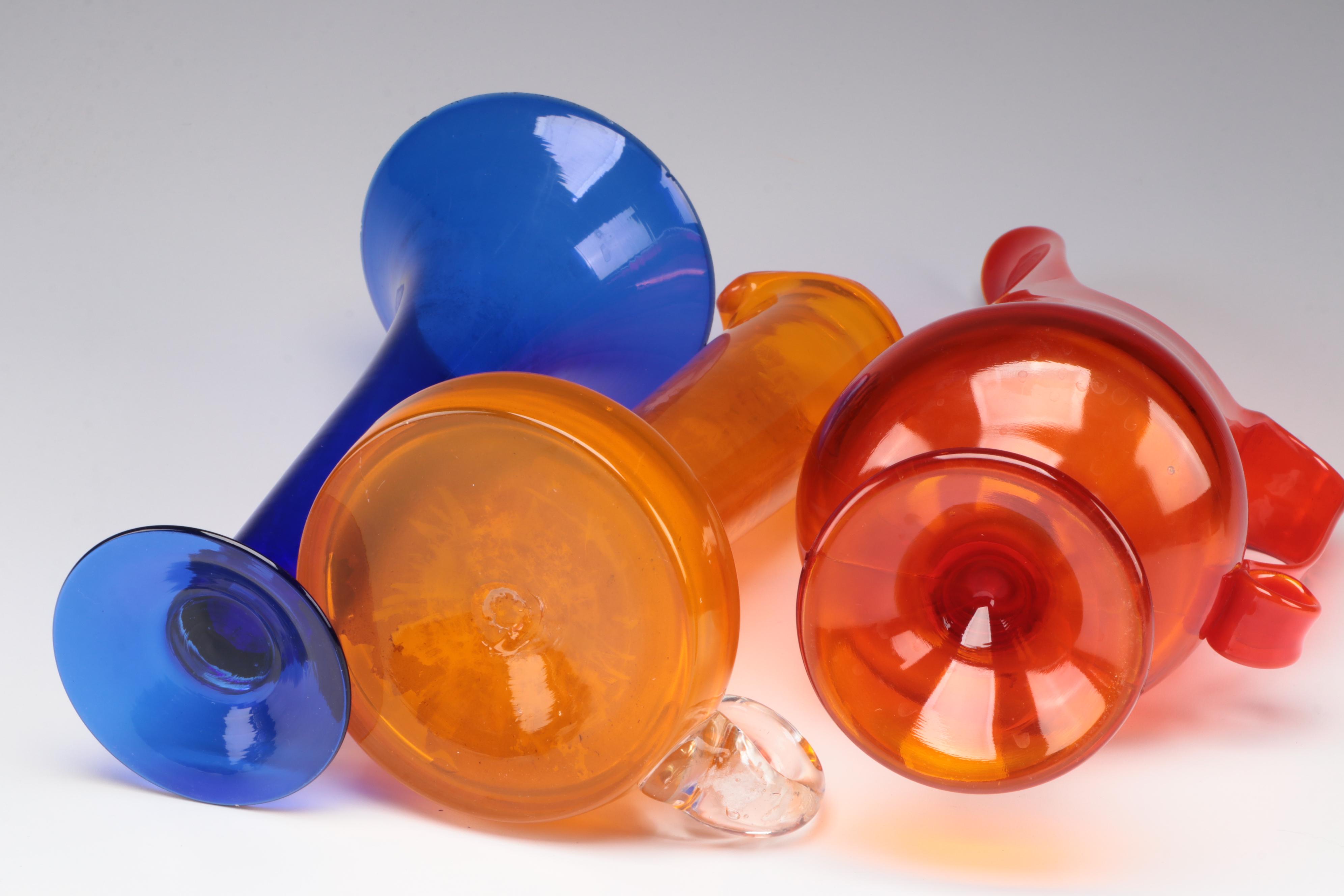 Mid Century Modern Style Glass Pitchers and Vases, Mid to Late 20th Century